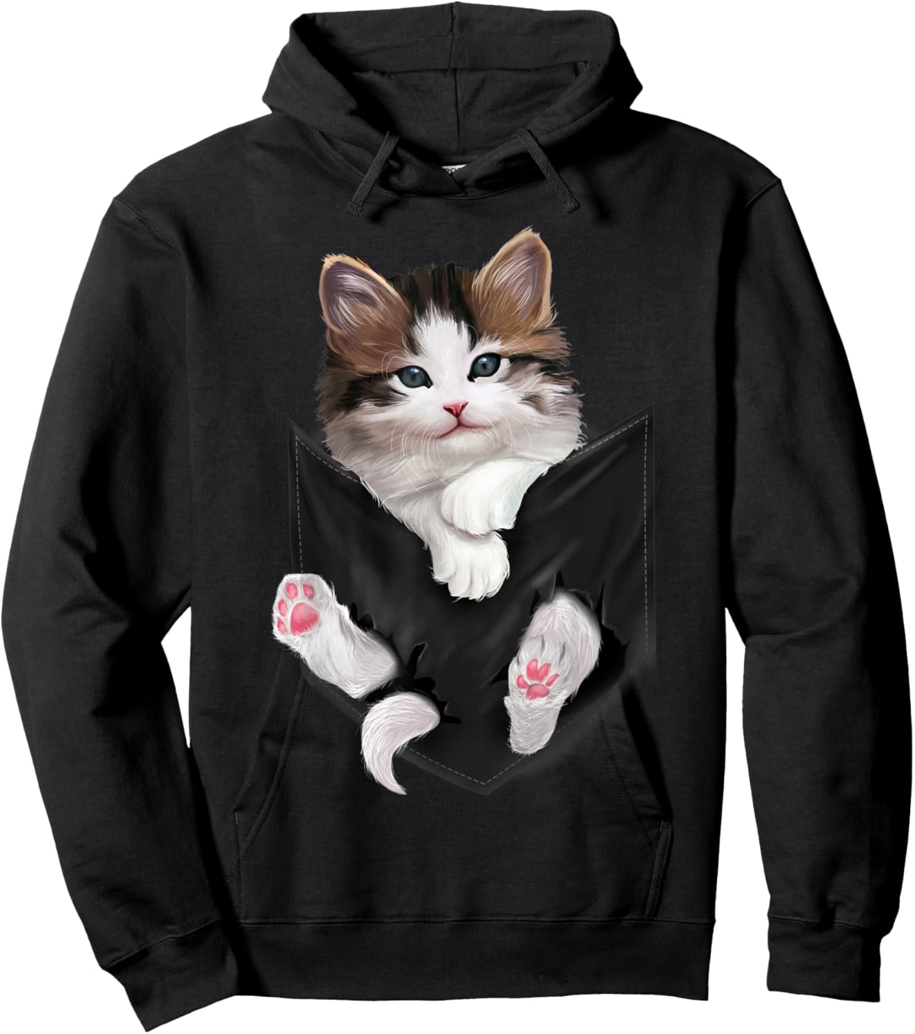 Cute White Kitty in Pocket Cats Shirt Gifts Hoodie - Hoodie | Black