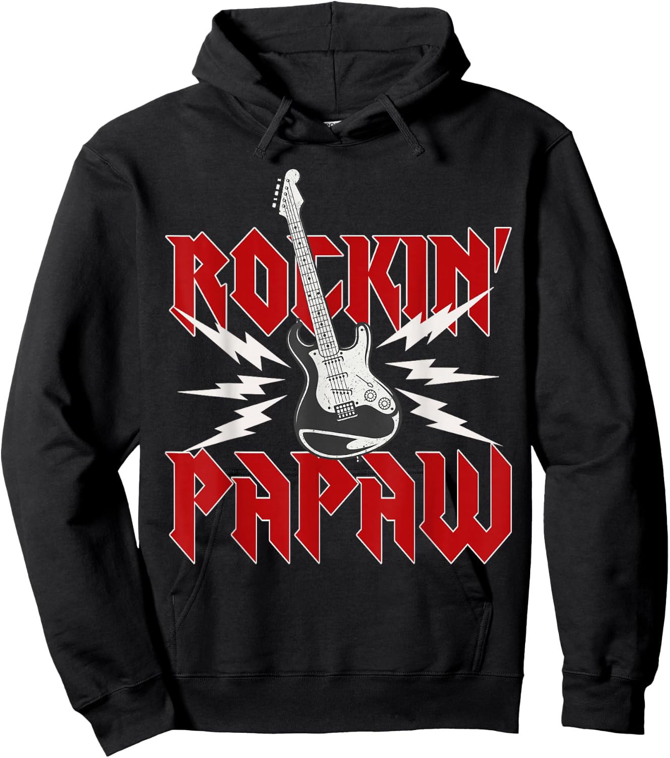 Papaw Rockin One Birthday Family Matching Rock Guitar Hoodie - Hoodie | Black