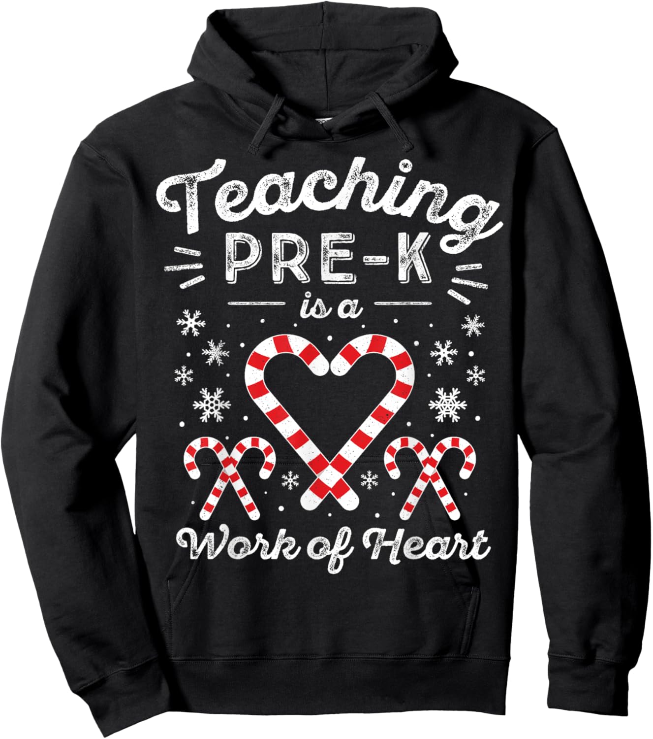 Christmas Candy Cane Work of Heart Preschool & Pre-K Teacher Women Kids Hoodie - Hoodie | Black