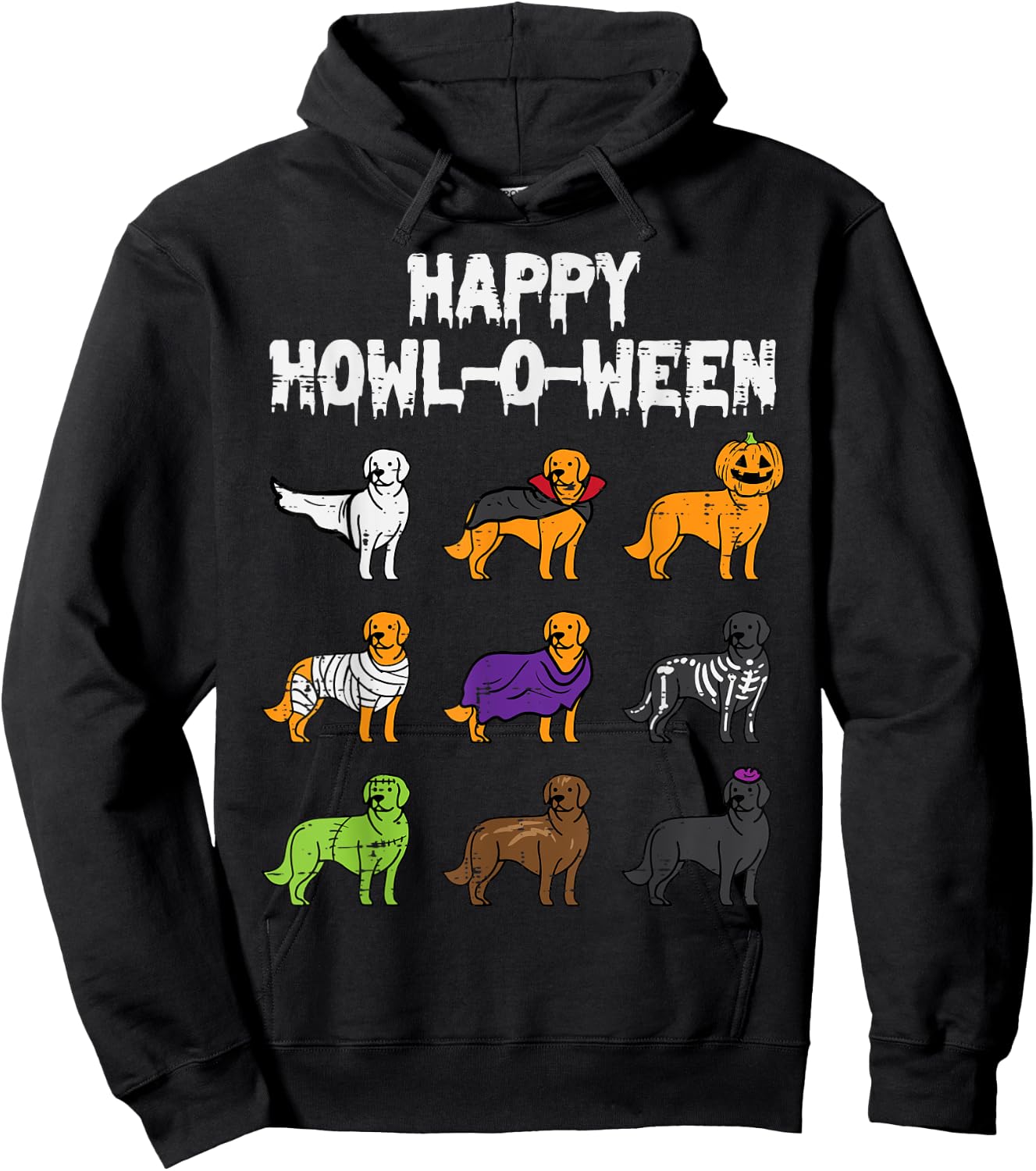 Halloween Dog Howl O Ween Golden Retriever Men Women Kids Hoodie - Hoodie | Black