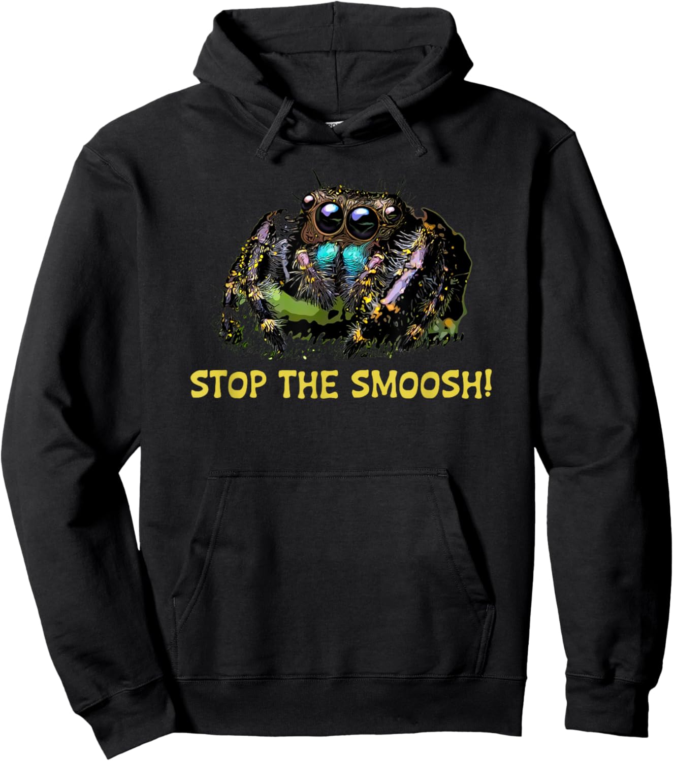 Cute Jumping Spider, Stop The Smoosh! Fuzzy Pet Spooder Hoodie - Hoodie | Black