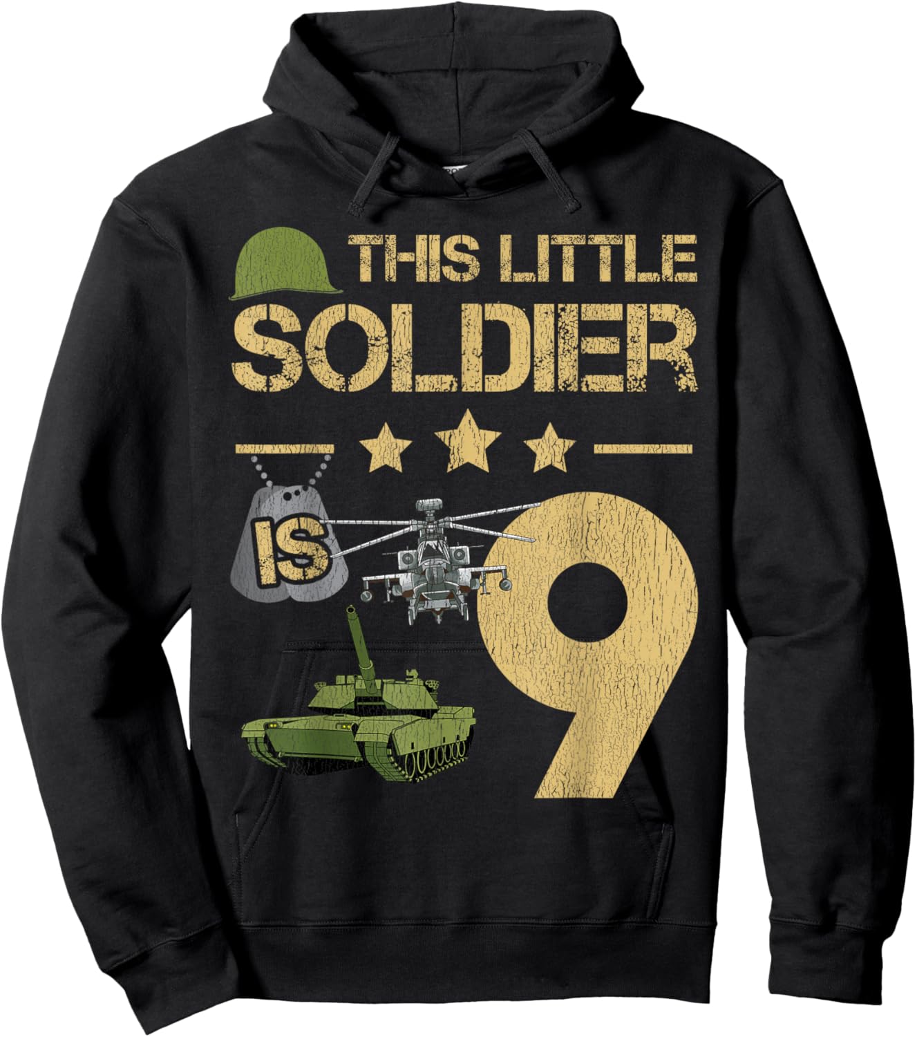 9 Year Old Soldier Birthday Boy 9th Birthday Kids Army Camo Hoodie - Hoodie | Black