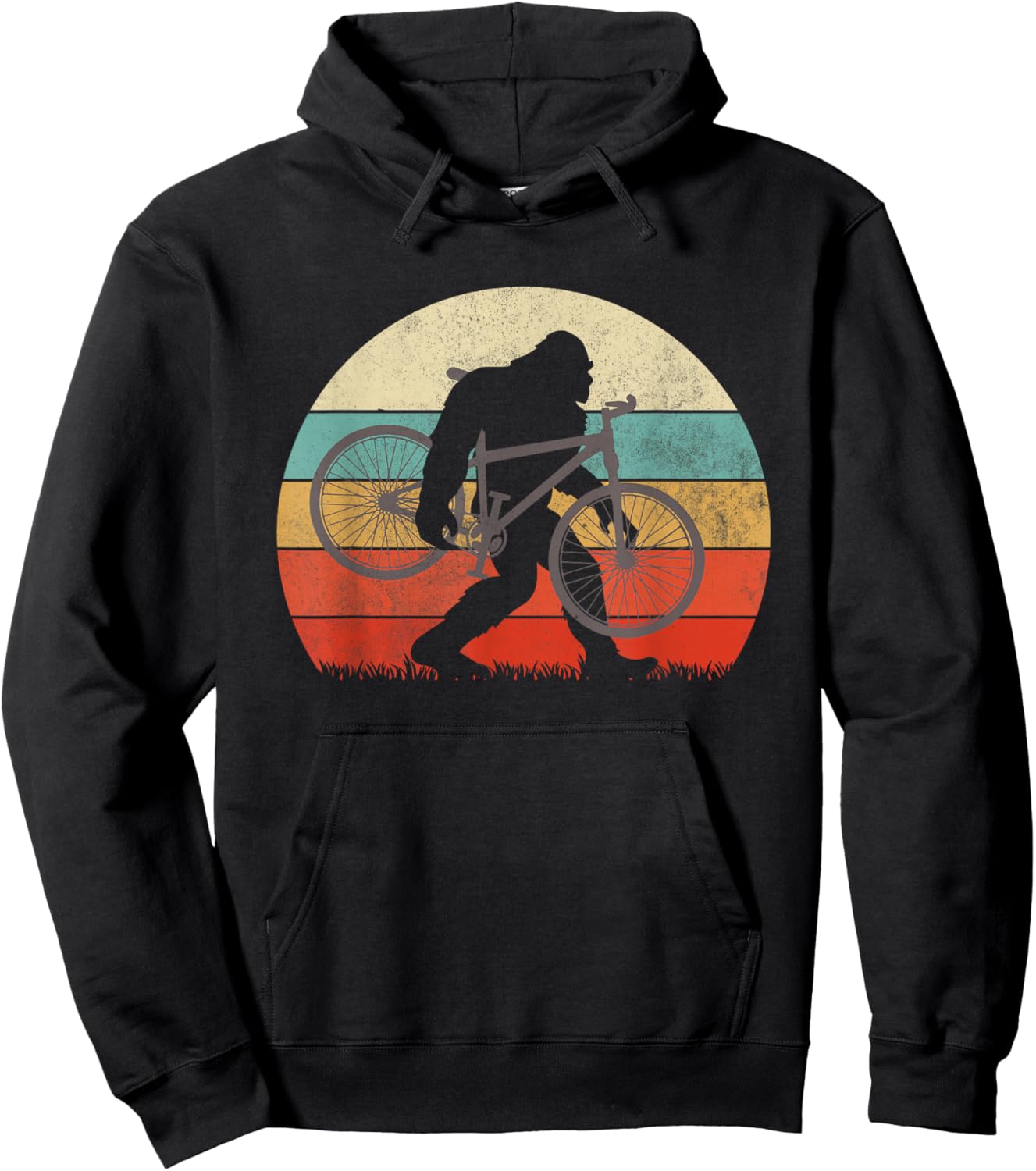 Bigfoot Mountain Bike Funny MTB Biking Cycling Sasquatch Men Hoodie - Hoodie | Black