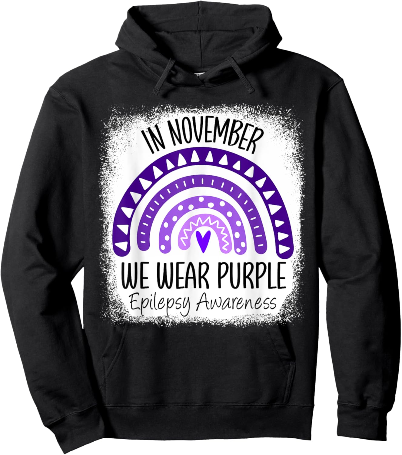 Rainbow In November We Wear Purple Epilepsy Awareness Ribbon Hoodie - Hoodie | Black