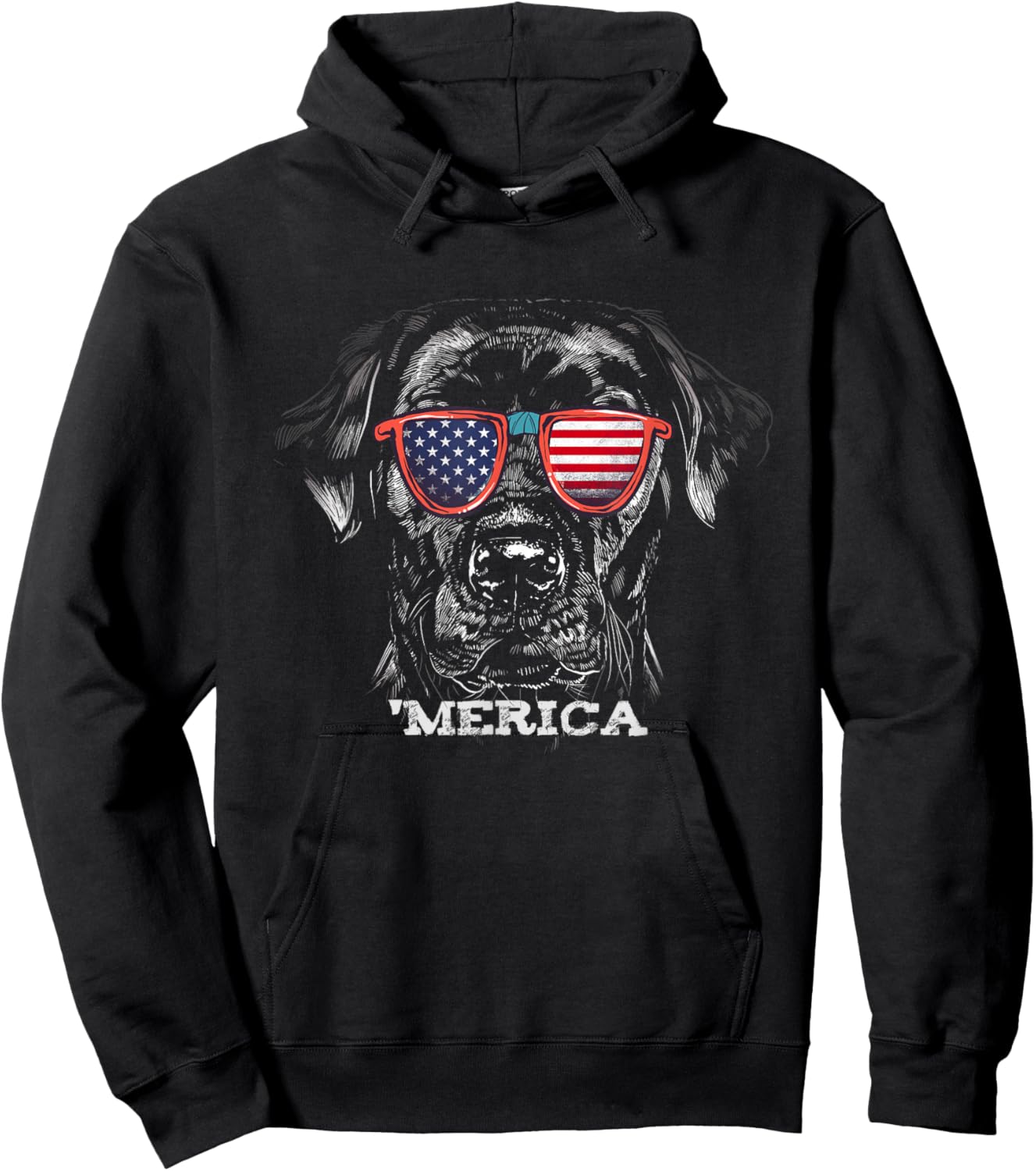 American Black Labrador with USA Flag sunglasses Lab Owner Hoodie - Hoodie | Black