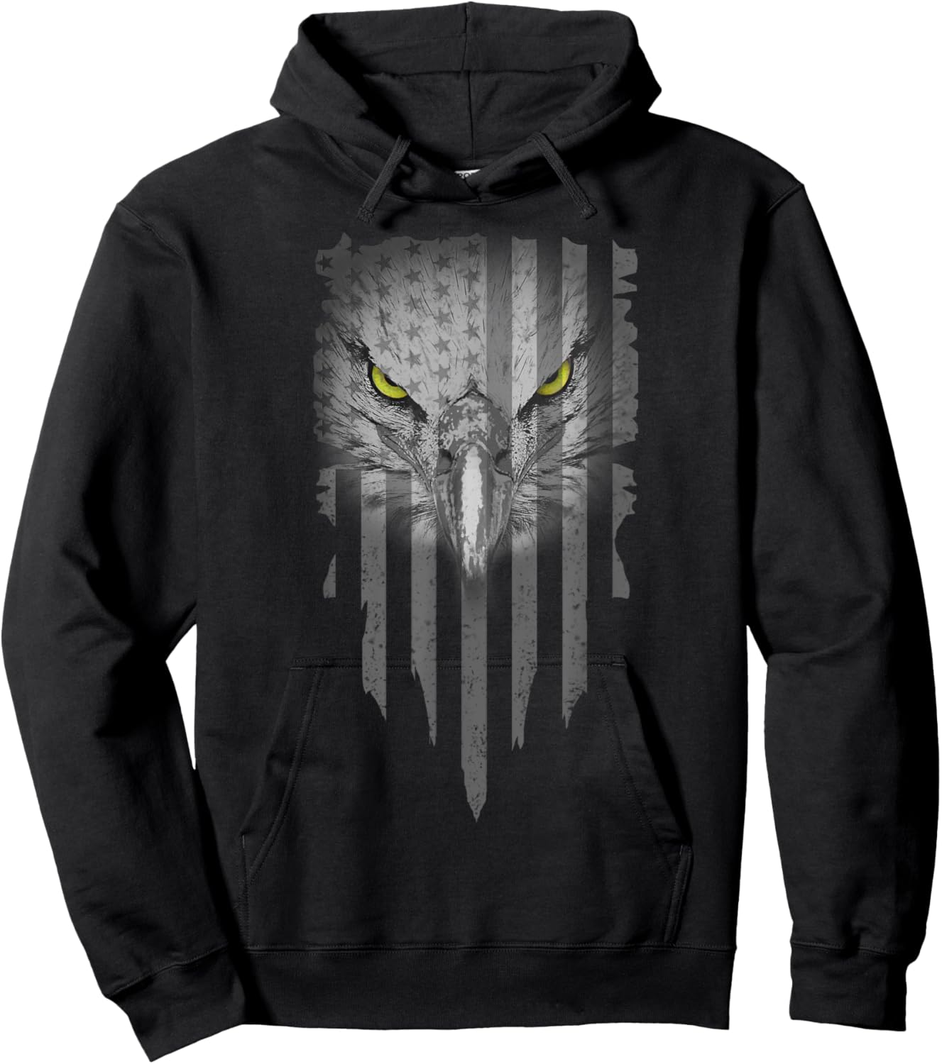American Bald Eagle Eyes Design USA Flag Patriotic Women Girls Kids Men Hoodie - Hoodie | Black