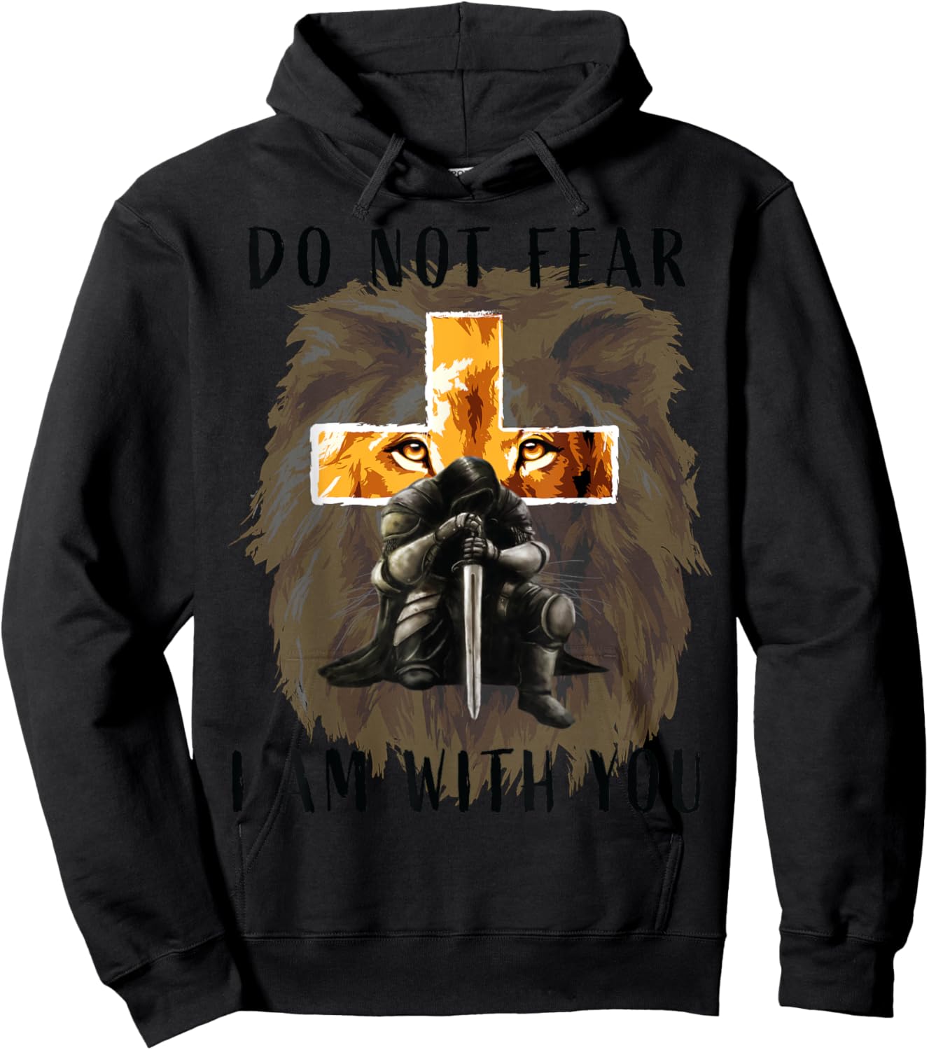 Christian Bible Verse Men Lion Faith Fear Religious Hoodie - Hoodie | Black