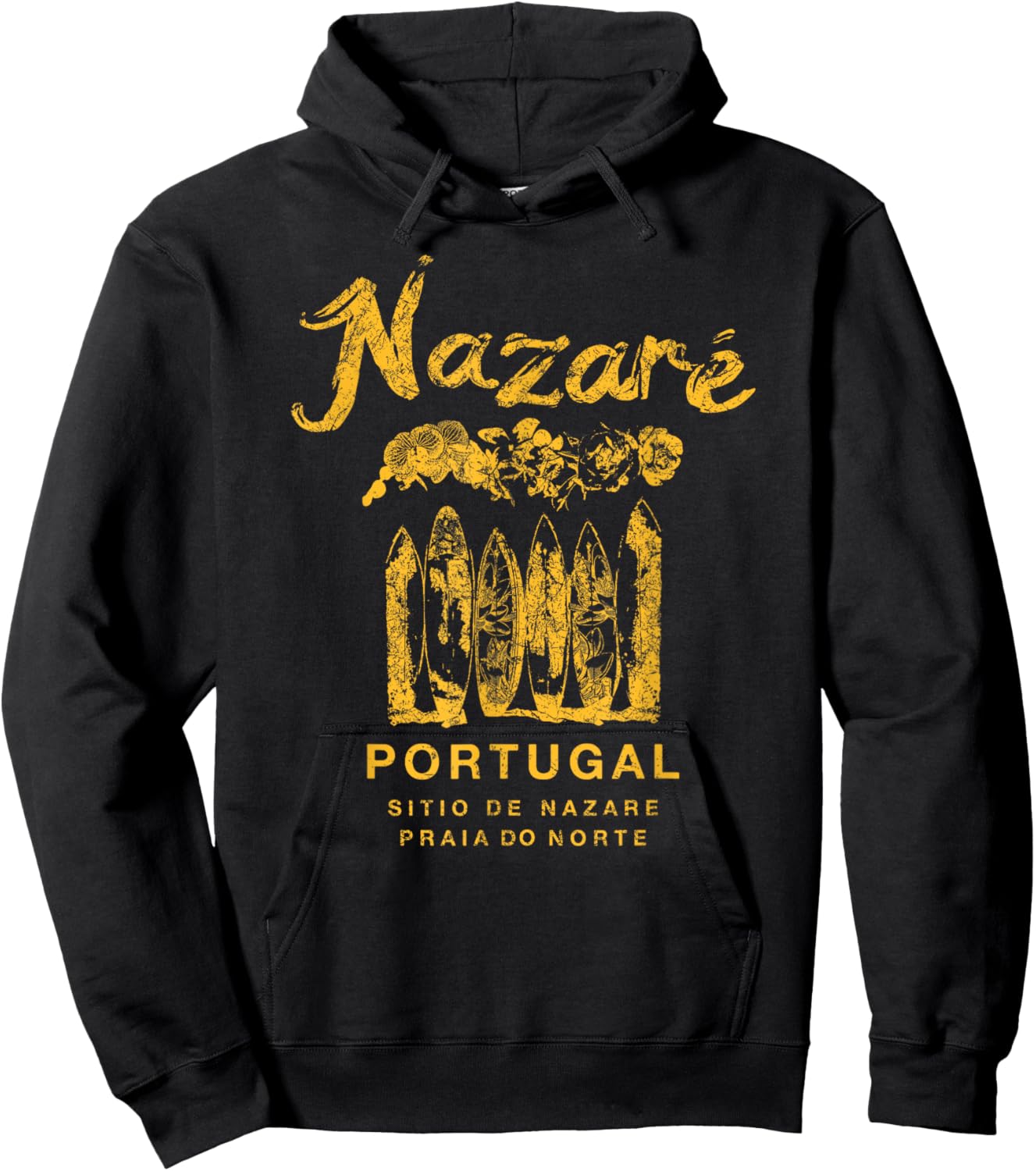 Nazare Portugal Surfing Vintage Hoodie - Hoodie | Black