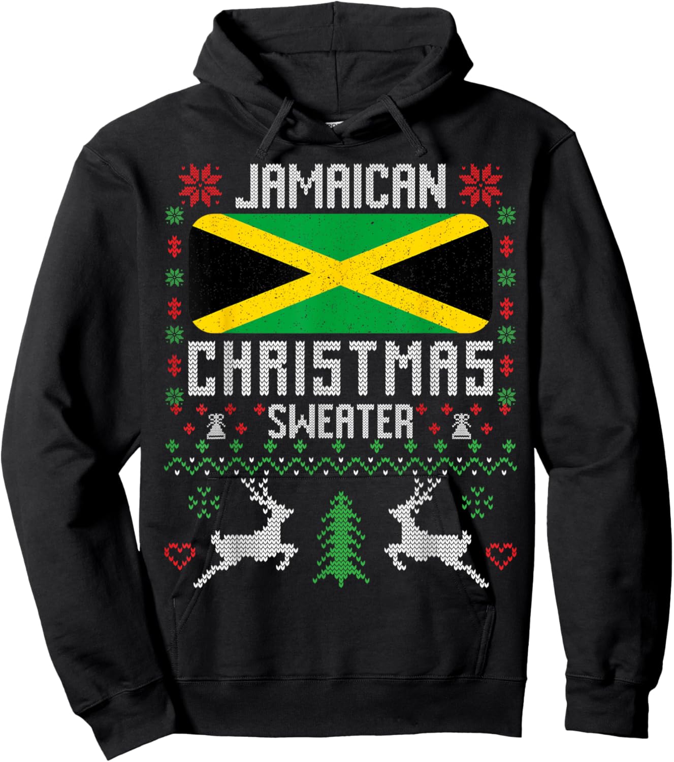 Jamaica Flag Jamaican Christmas Sweater Hoodie - Hoodie | Black