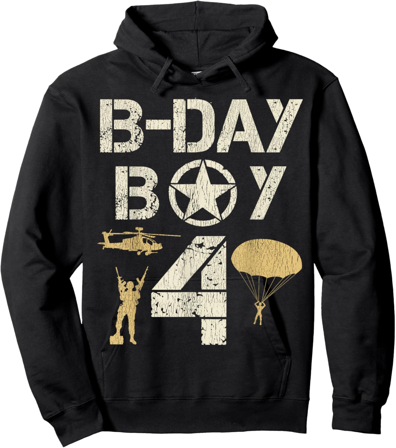 4 Year Old Soldier Birthday Boy 4th Birthday Kids Army Camo Hoodie - Hoodie | Black