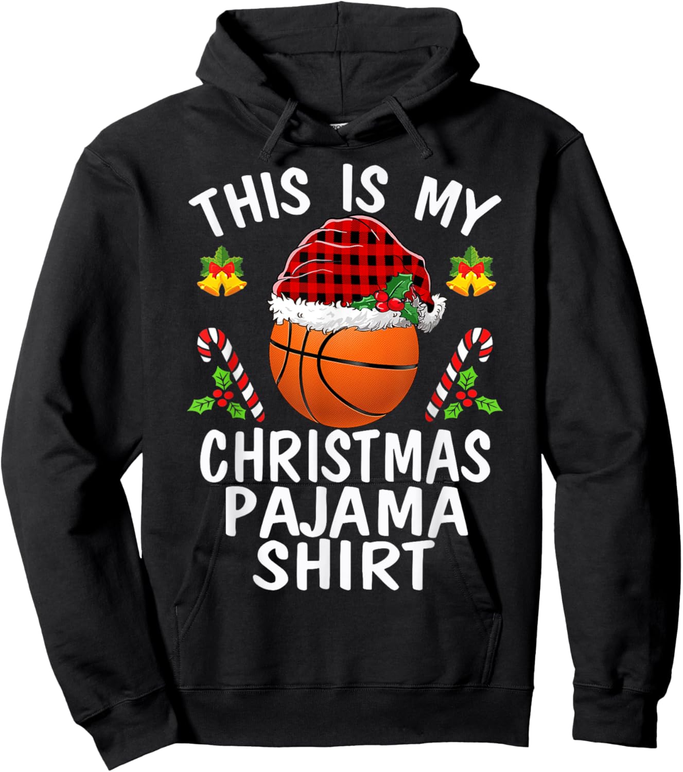 This is my Christmas Pajama shirts basketball Santa boys men Hoodie - Hoodie | Black