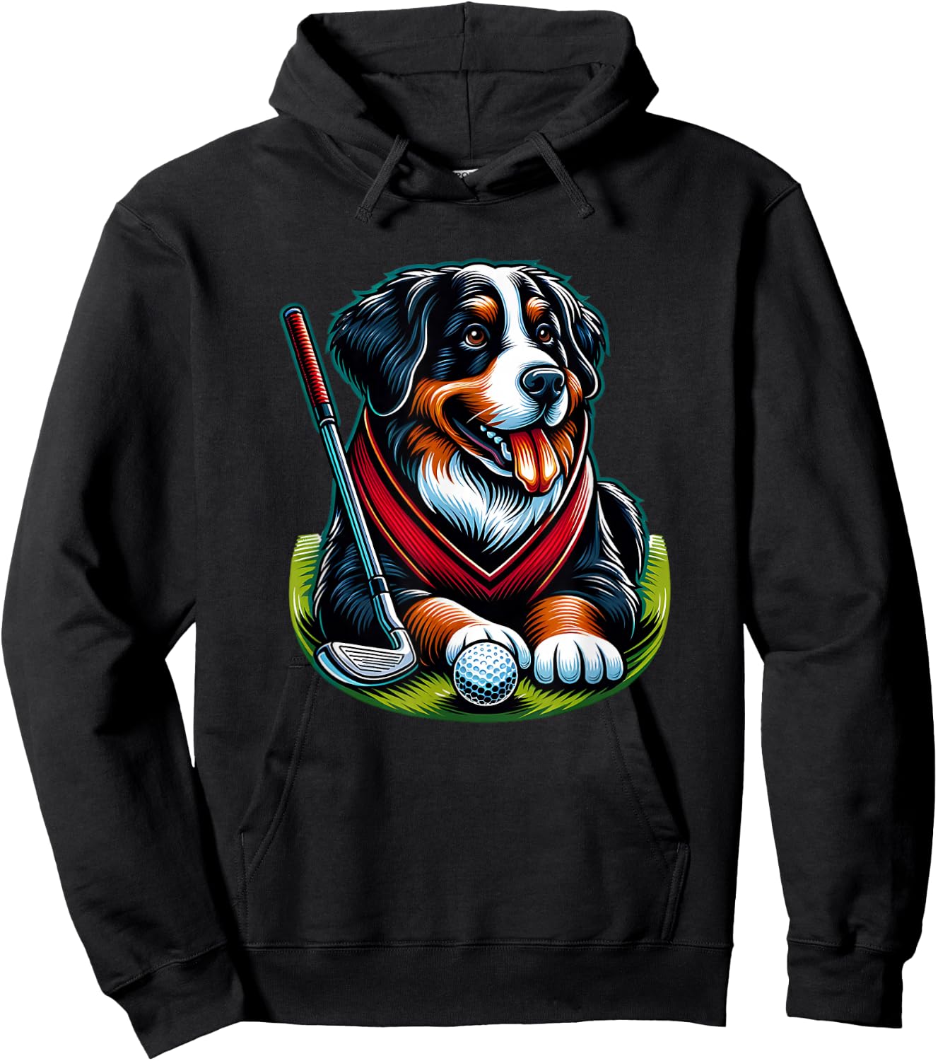 Cool Golfer With Bernese Mountain Dog Hoodie - Hoodie | Black