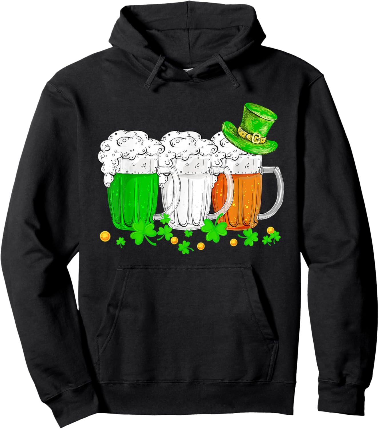 Irish Beer With Irish Hat Funny Drinking St Paddys Day Hoodie - Hoodie | Black