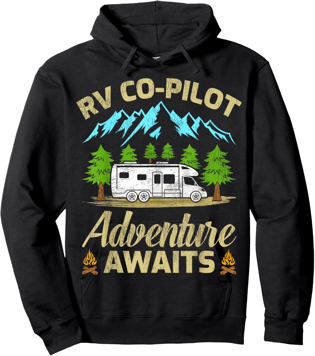 Funny RV Co-Pilot Adventure Awaits RV Camping Hoodie - Hoodie | Black