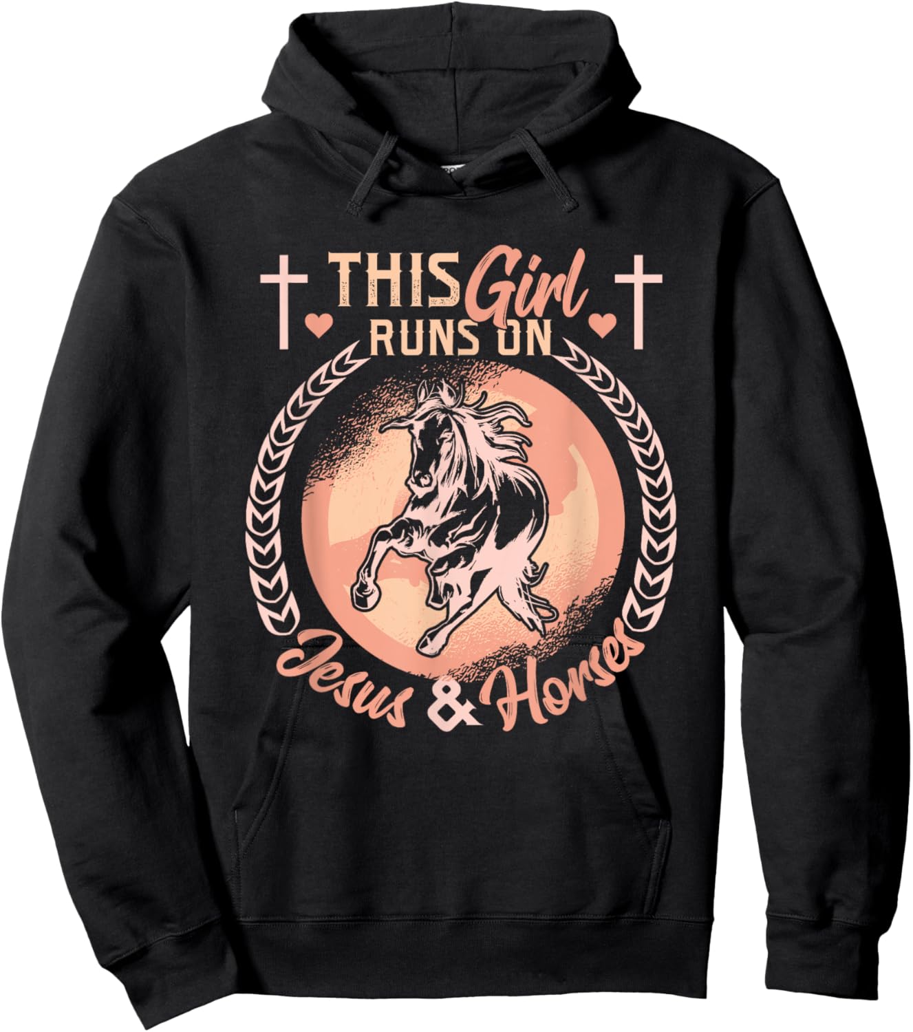 This Girl Runs On Jesus And Horses Hoodie - Hoodie | Black