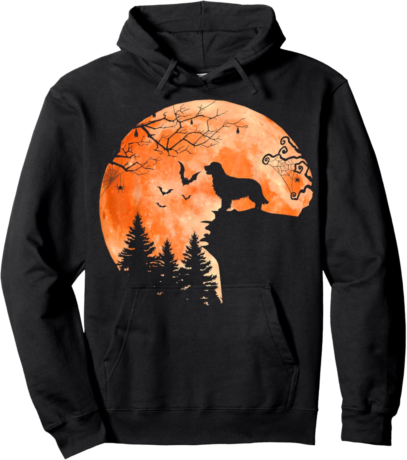 Golden Retriever and Moon Silhouette Dog Lover Halloween Women Kids Hoodie - Hoodie | Black