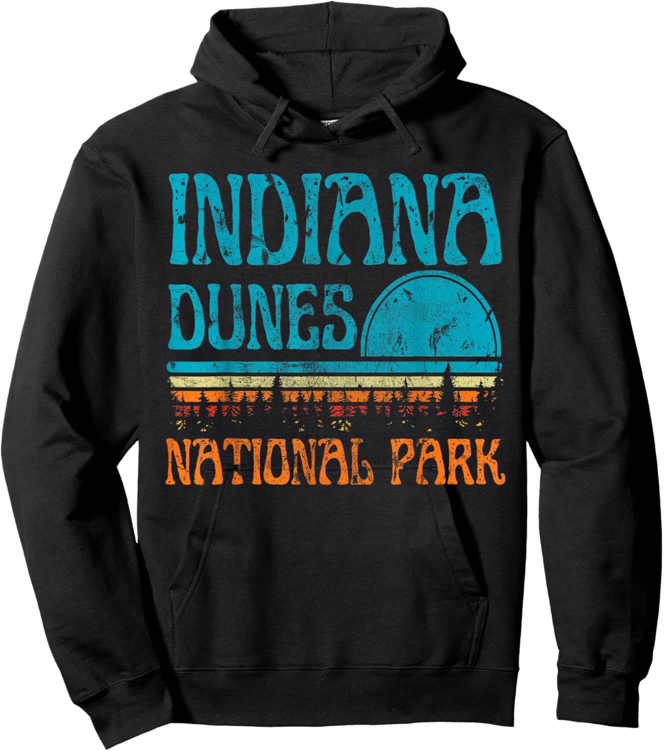 Indiana Dunes National Park Lake Michigan Retro Sunset Hoodie - Hoodie | Black
