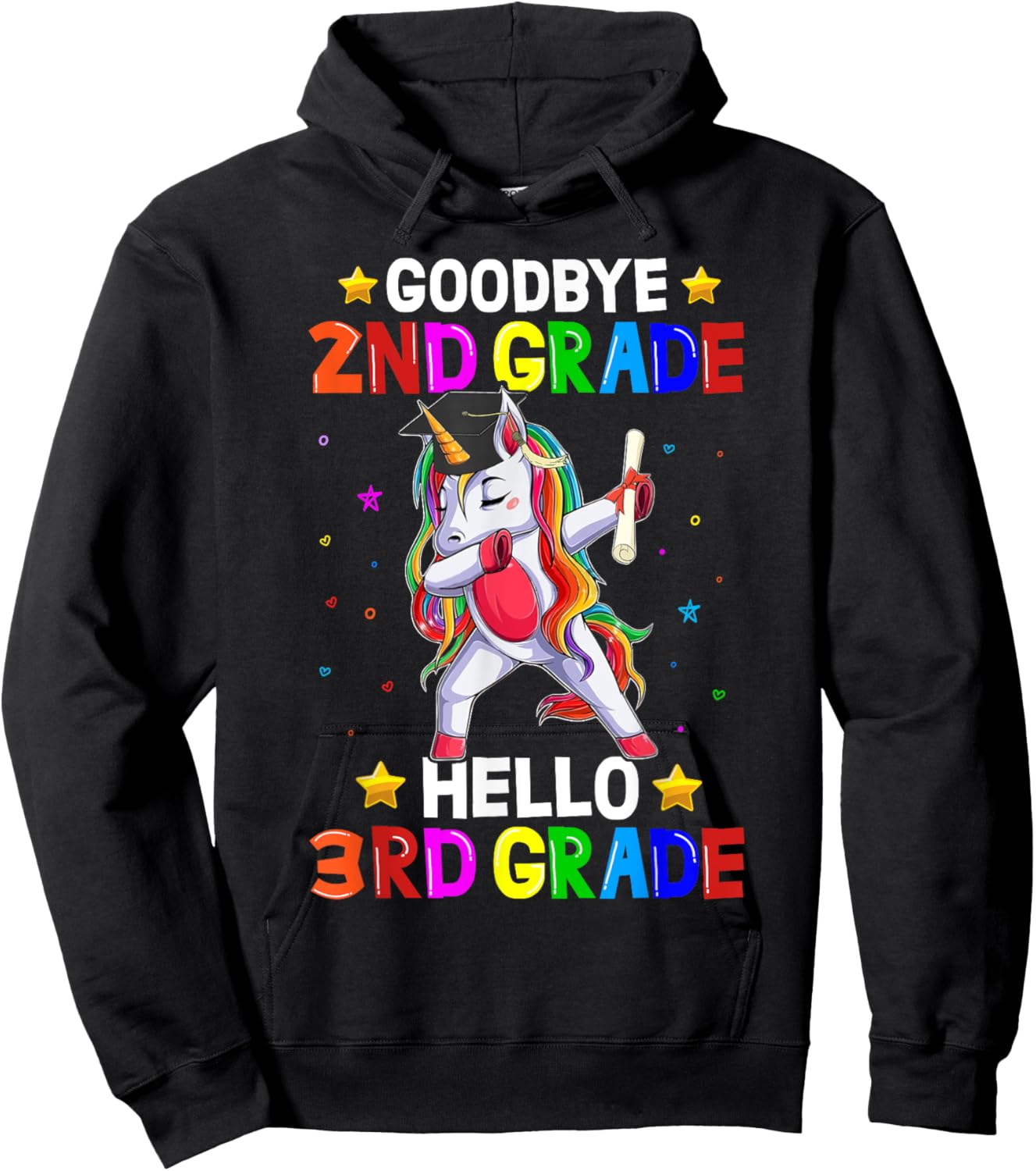 Goodbye 2nd Grade Hello 3rd Grade Unicorn Back To School Kid Hoodie - Hoodie | Black