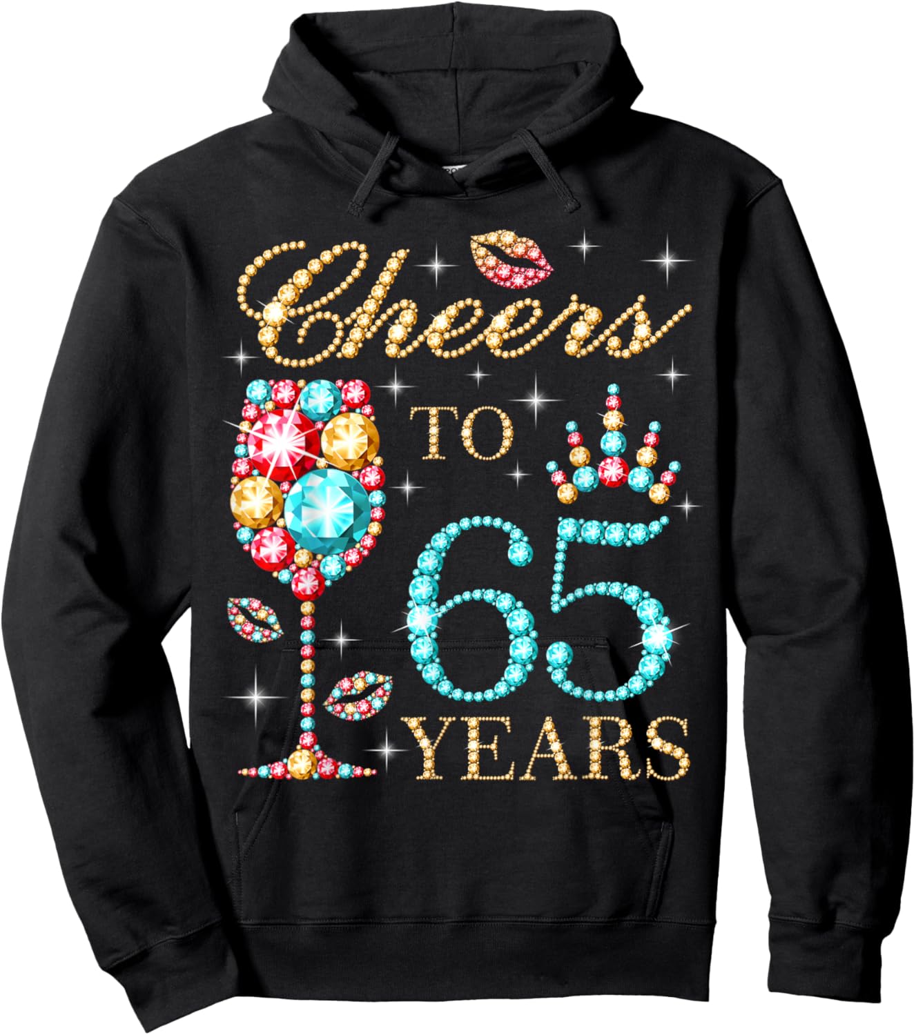Cheers To 65 Years, 65 Years Old Women, 65 Birthday Cute Hoodie - Hoodie | Black