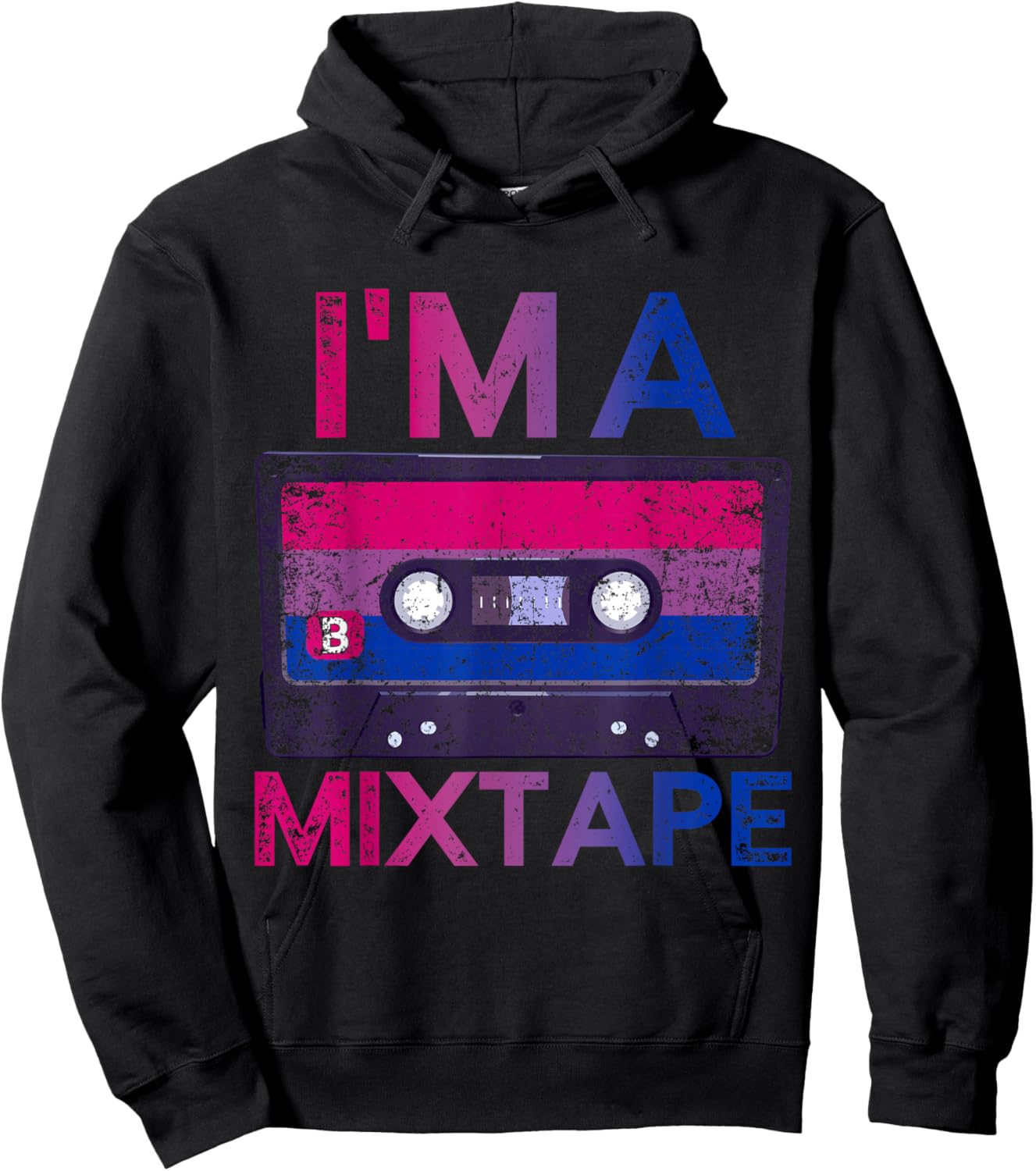 Funny Bisexuality Pride Retro Cassette Bi Gift Bisexual Hoodie - Hoodie | Black