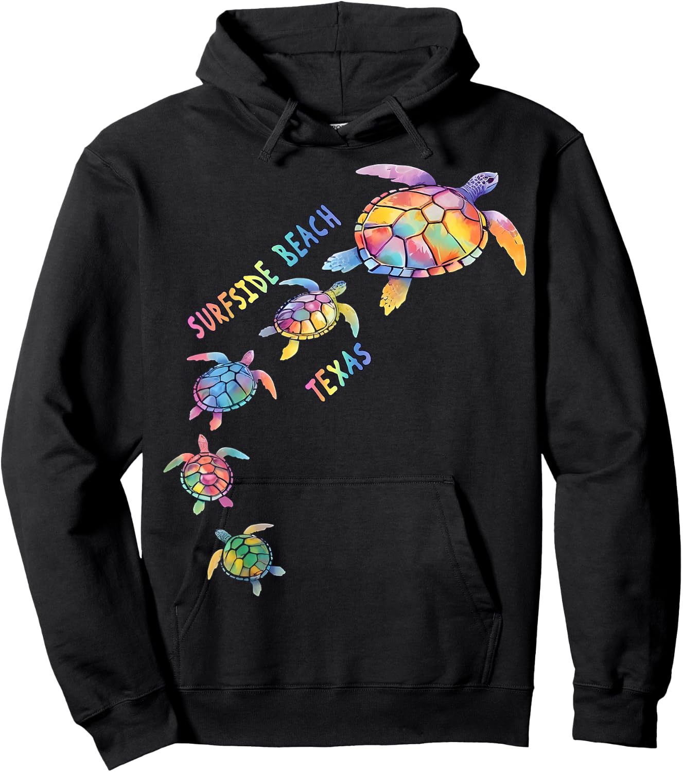 Surfside Beach Texas Sea Turtle Lover Beach Men Women Kids Hoodie - Hoodie | Black