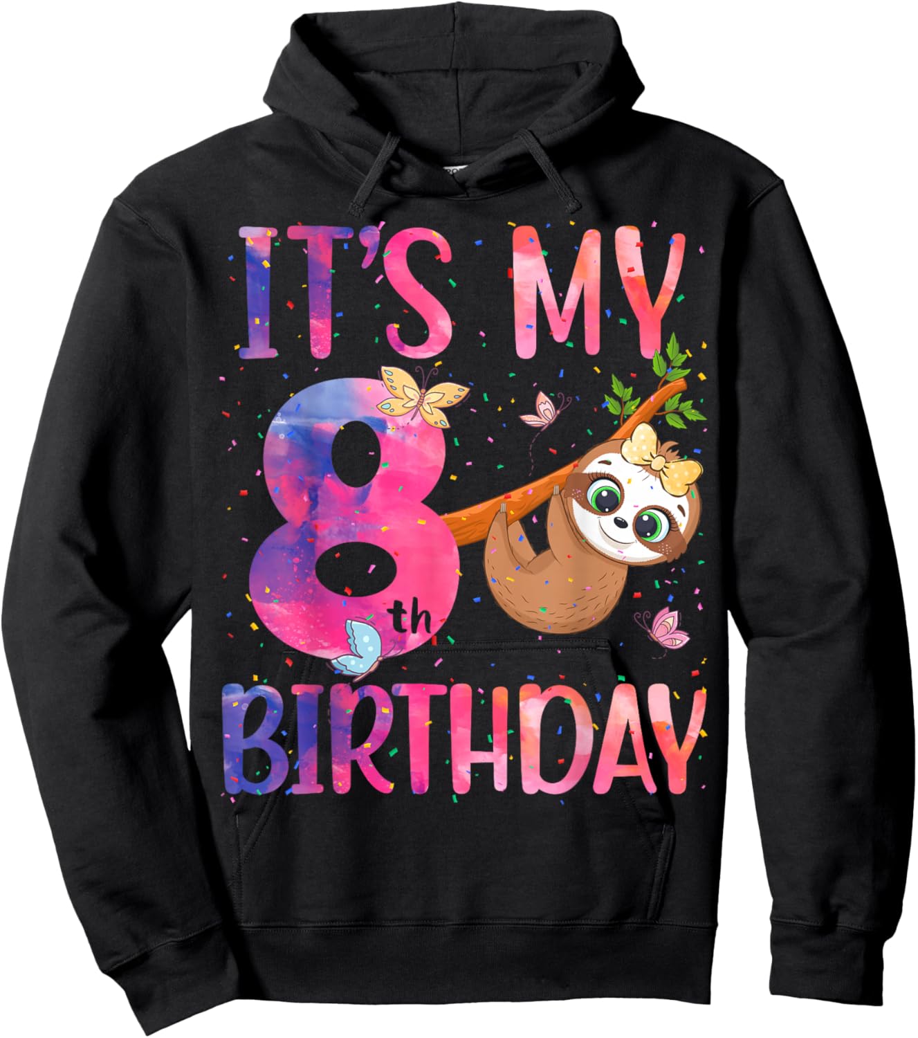 It's My 8th Birthday Eighth Anniversary 8 Year Old Bday Hoodie - Hoodie | Black