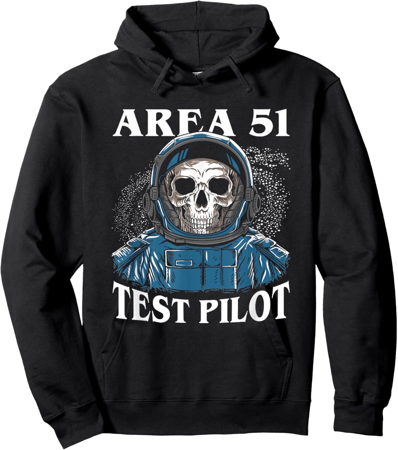 Area 51 Alien Test Pilot Skull Skeleton Astronaut Spaceship Hoodie - Hoodie | Black
