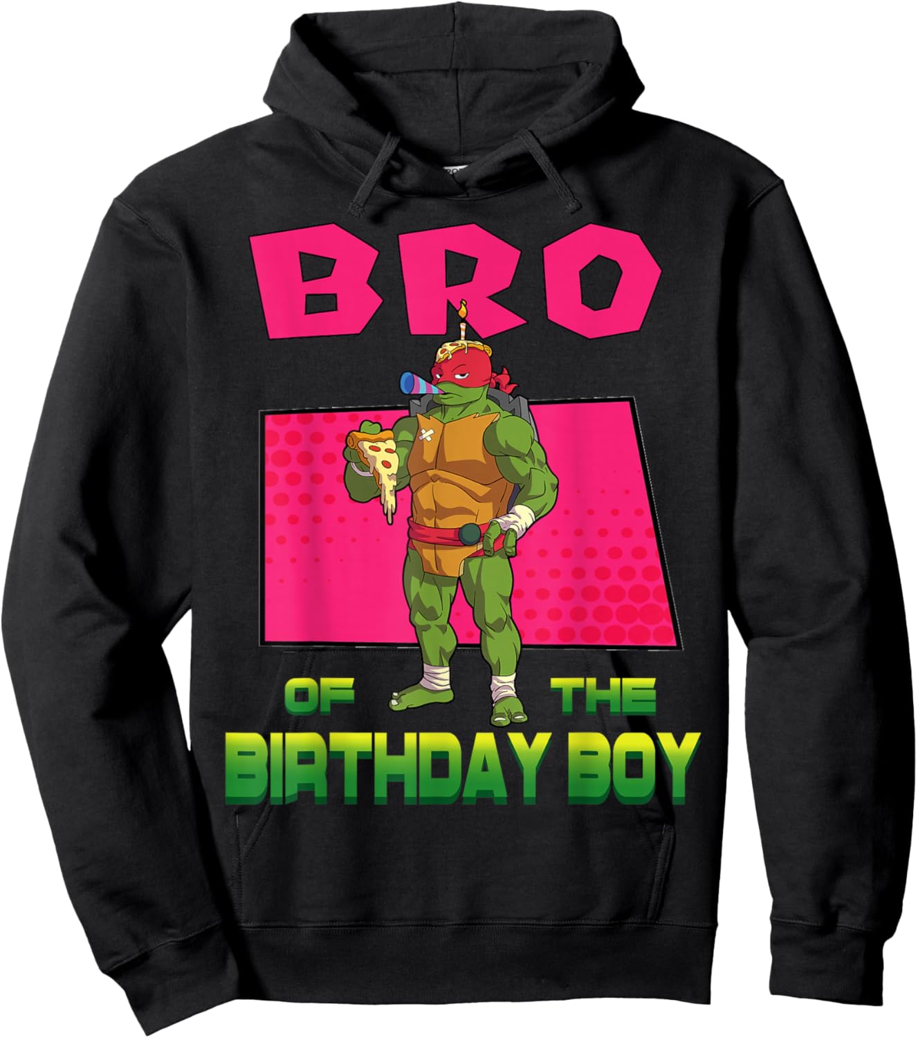 Mademark x Teenage Mutant Ninja Turtles - Raphael Brother of the Birthday Boy Pizza Theme Party Hoodie - Hoodie | Black