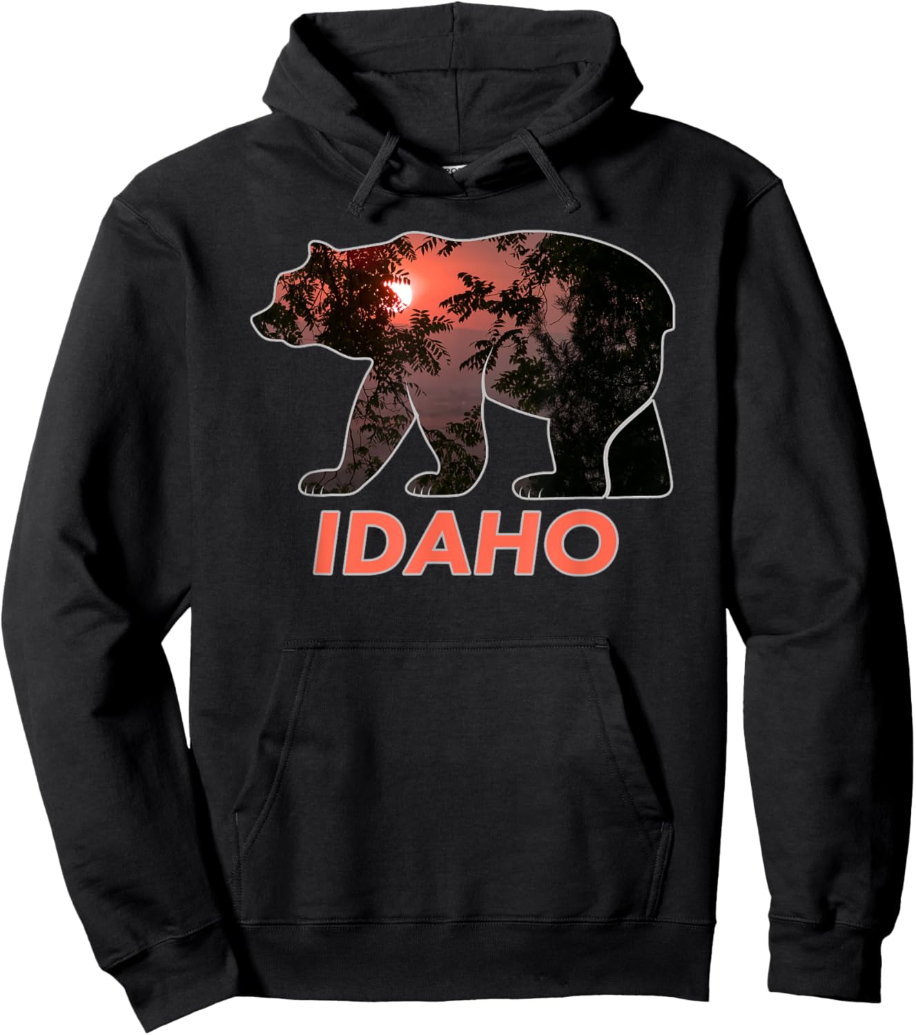 Idaho Outdoor Gifts and Apparel MCA Idaho Retro Vintage -Adults Black Short Sleeve Regular Fit Cotton Blend Mountain Graphic Hoodie - Hoodie | Black