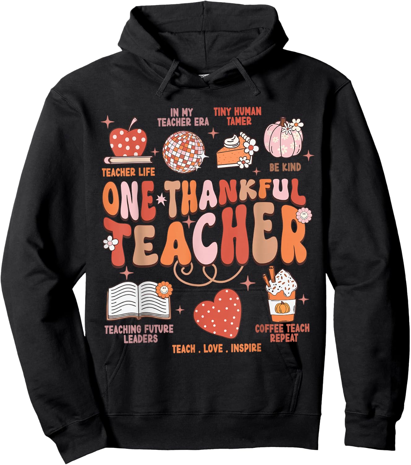 Teacher Thanksgiving Shirt Women One Thankful Teacher Fall Hoodie - Hoodie | Black
