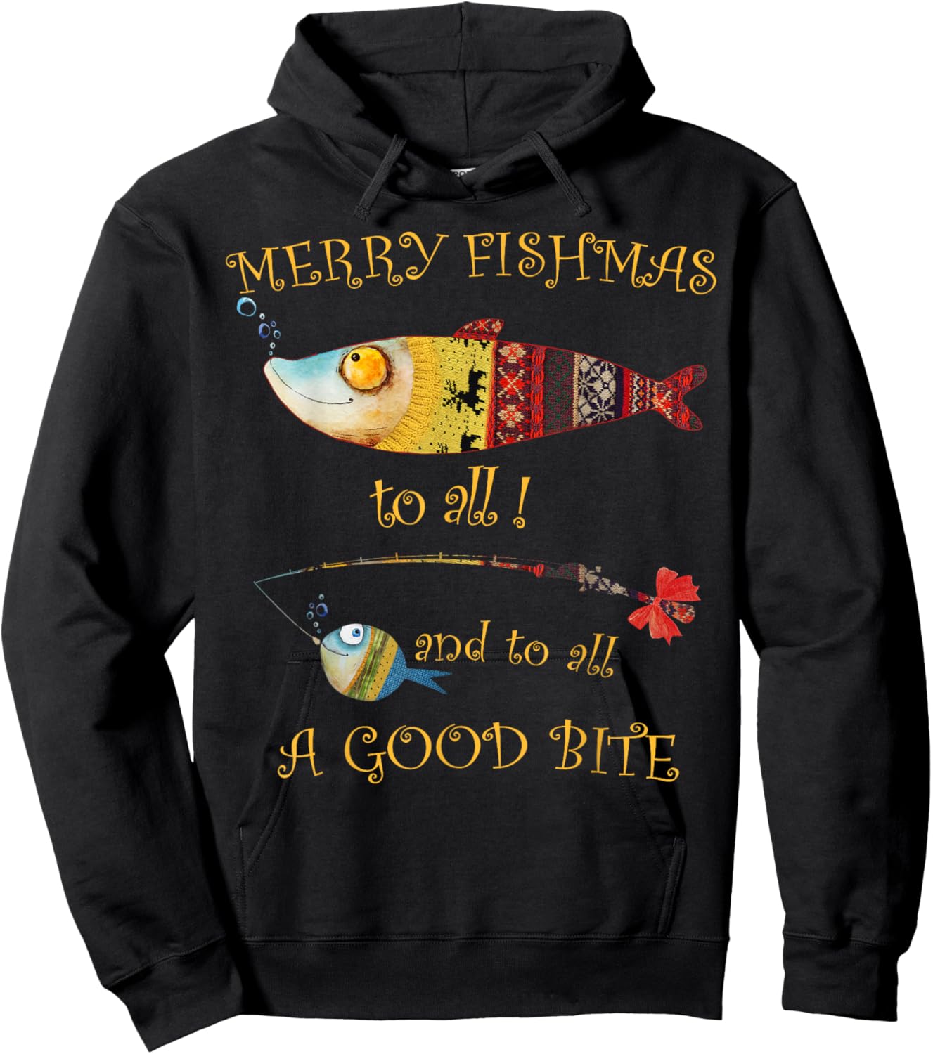 Christmas Fisherman's MERRY FISHMAS to ALL Fishing Hoodie - Hoodie | Black
