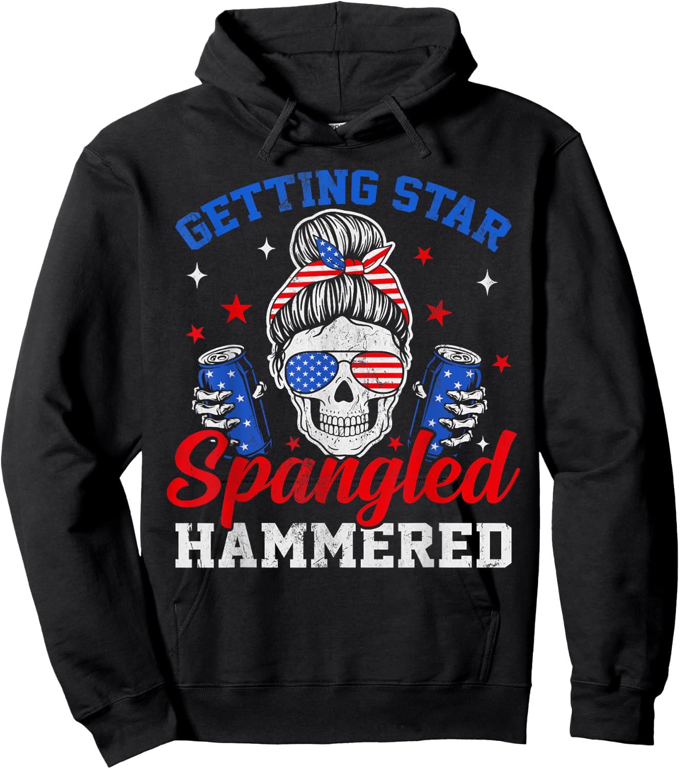 Retro Getting Star Spangled Hammered America 4th Of July Hoodie - Hoodie | Black