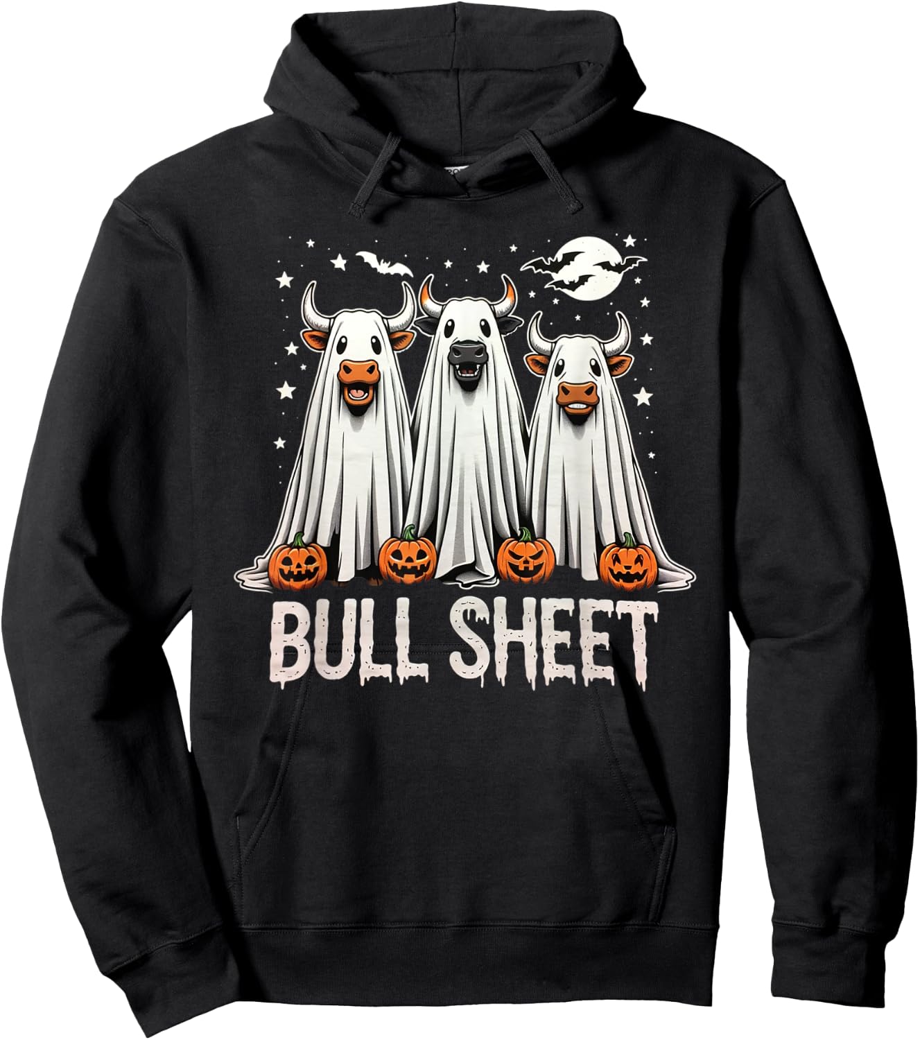 Bull Sheet: Funny Ghost Cow Halloween Hoodie - Hoodie | Black