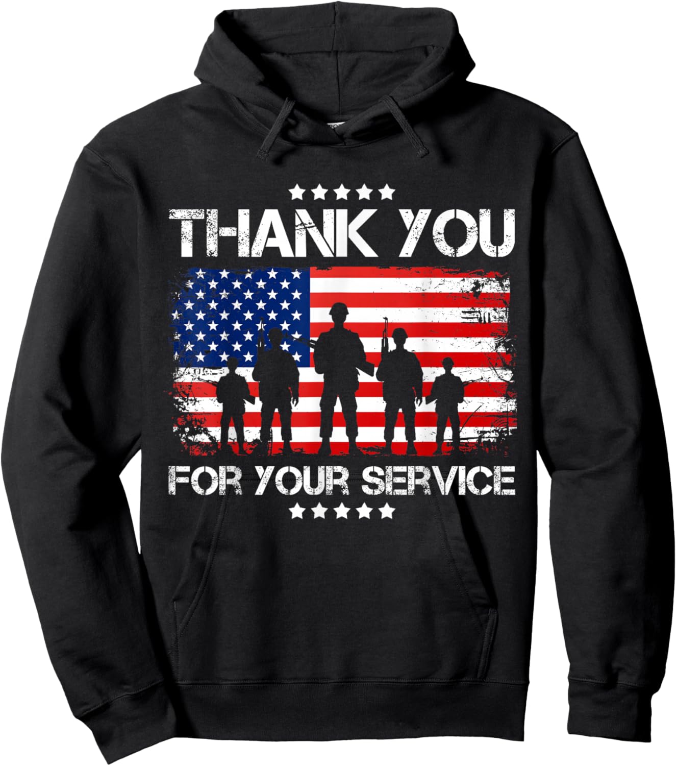 Thank You Patriotic Veteran Memorial Day 4th Of July US Flag Hoodie - Hoodie | Black