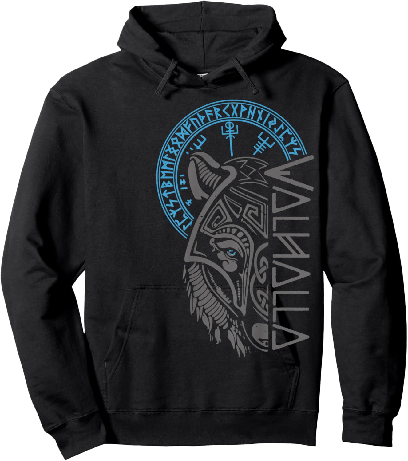 Valhalla Wolf Mask Odin Runes Norse Compass Viking Small Hoodie - Hoodie | Black