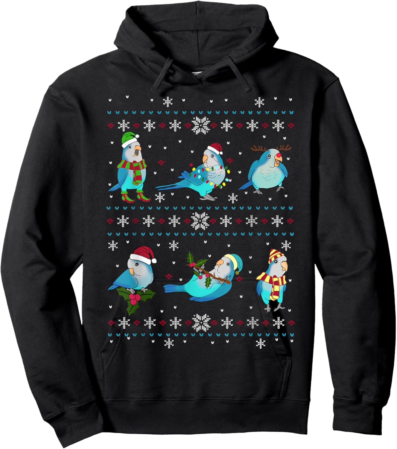 Green Quaker Ugly Christmas Sweater, Funny Parrot Owner Birb Hoodie - Hoodie | Black