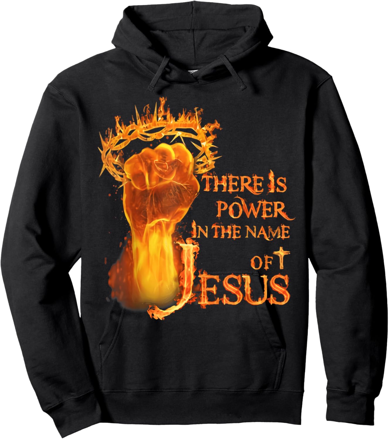 There is power in name of Jesus fire Hoodie - Hoodie | Black