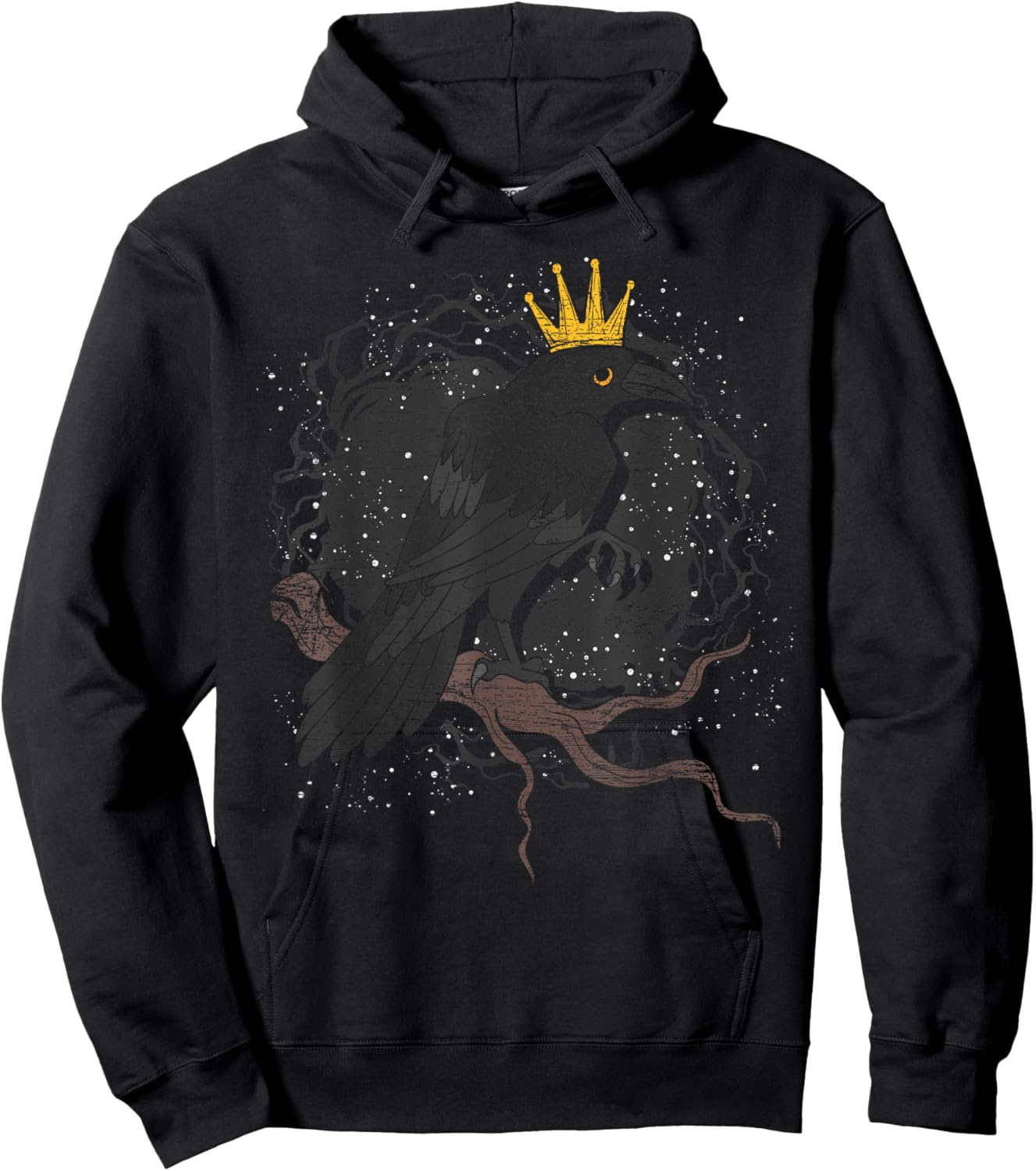 Crown Raven Creepy Night Forest Animal Gothic Bird Crow Hoodie - Hoodie | Black