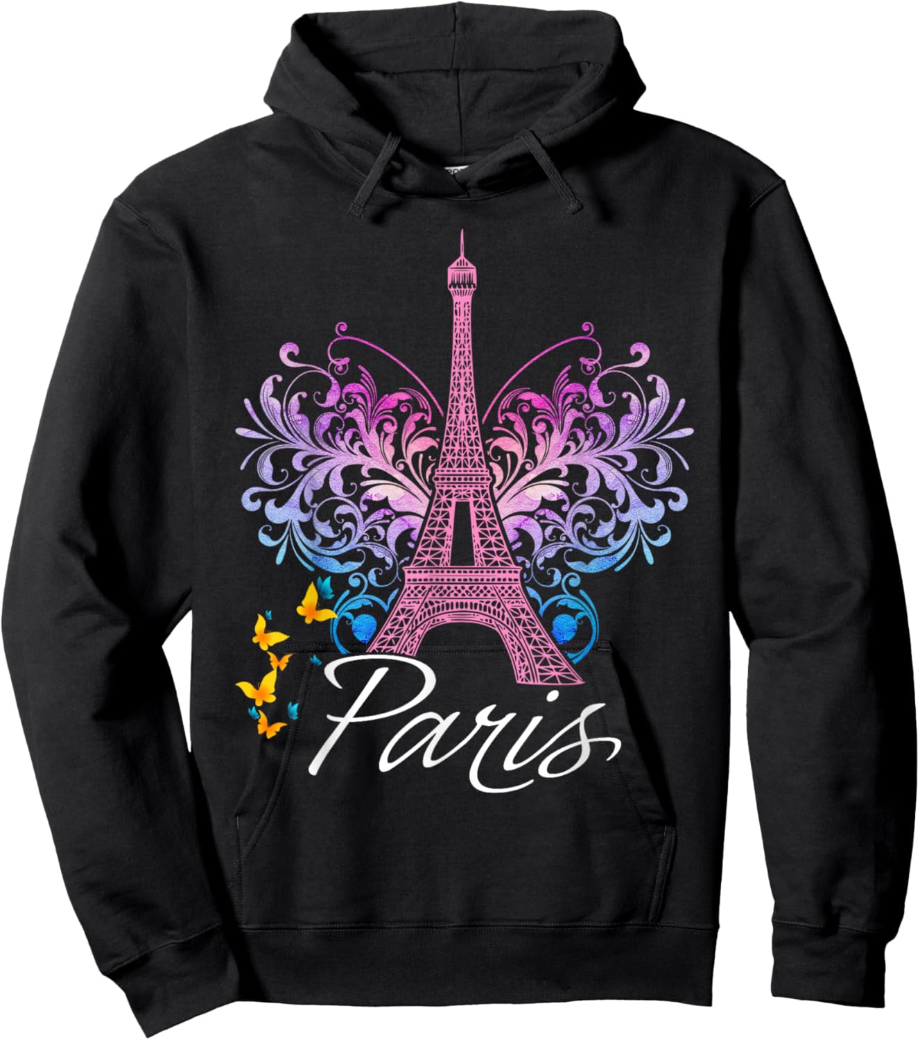 Eiffel Tower Paris Holiday France Shirt Souvenir Women Kids Hoodie - Hoodie | Black