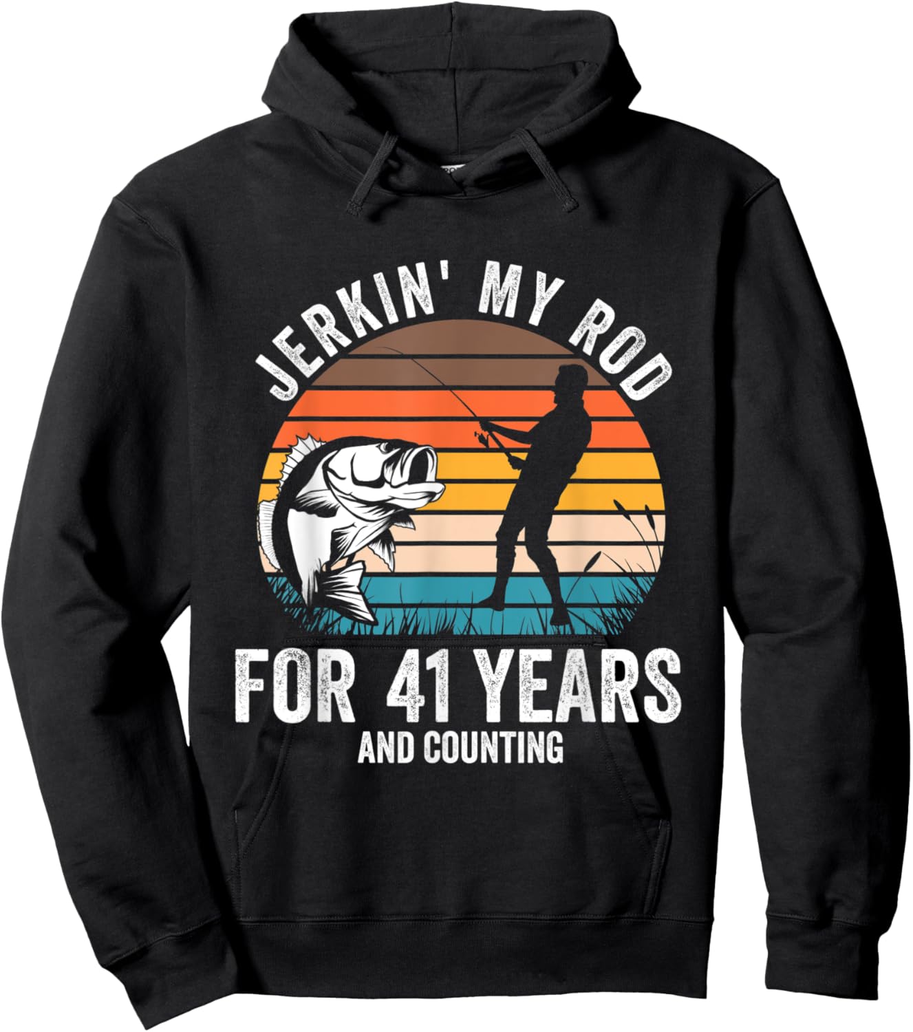41st Birthday Gift Fisherman Men Funny Fishing 41 Bday Hoodie - Hoodie | Black