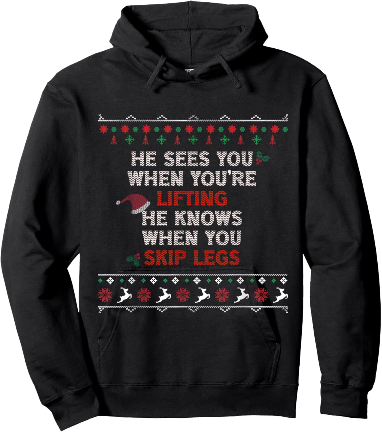 Ugly Funny Christmas sweater Style Lifting Fitness Slogan Hoodie - Hoodie | Black