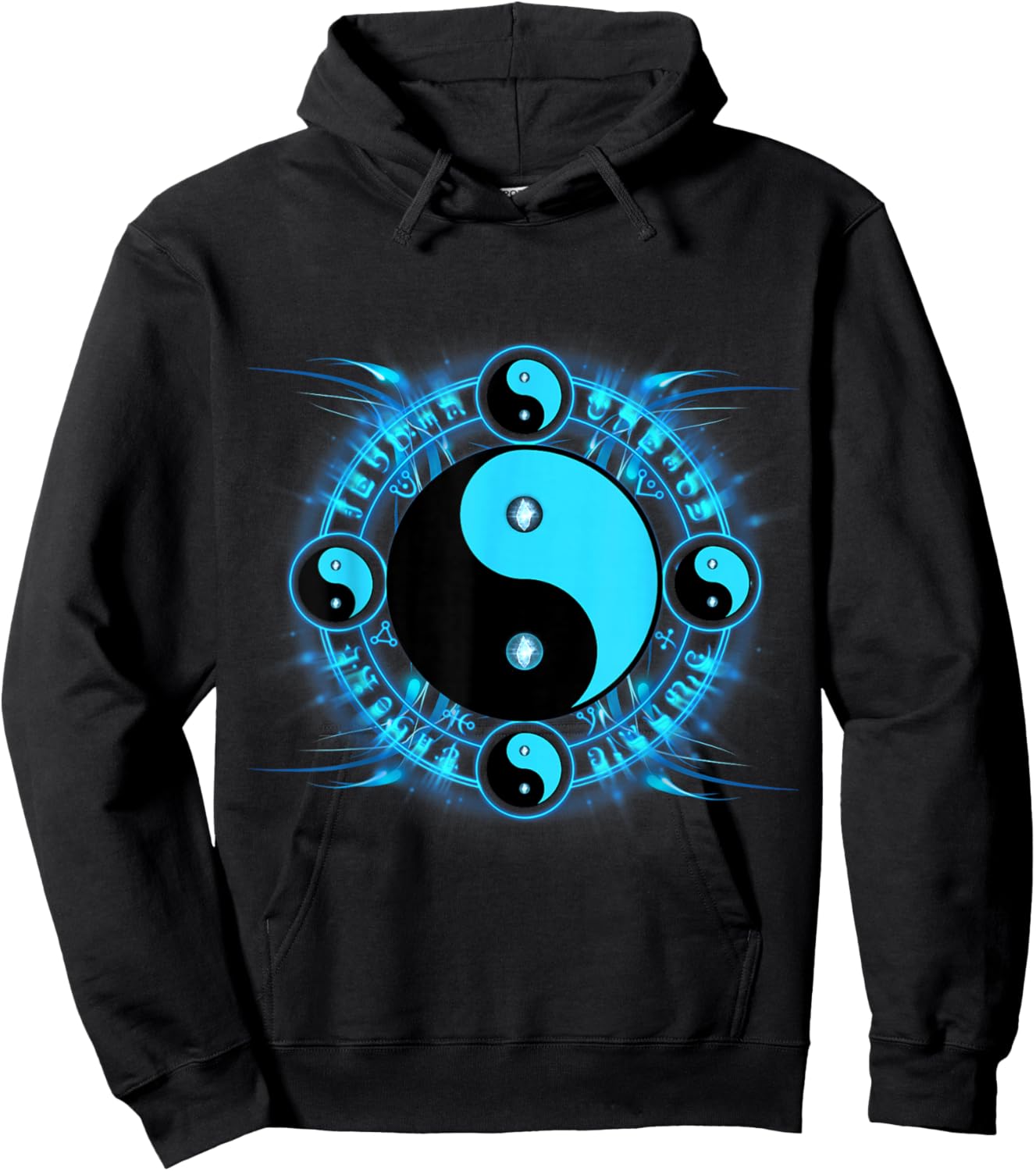 Qigong Tai chi Meditation Gift Designs -Kids Black Yin Yang Small Classic Fit Short Sleeve Hoodie - Hoodie | Black