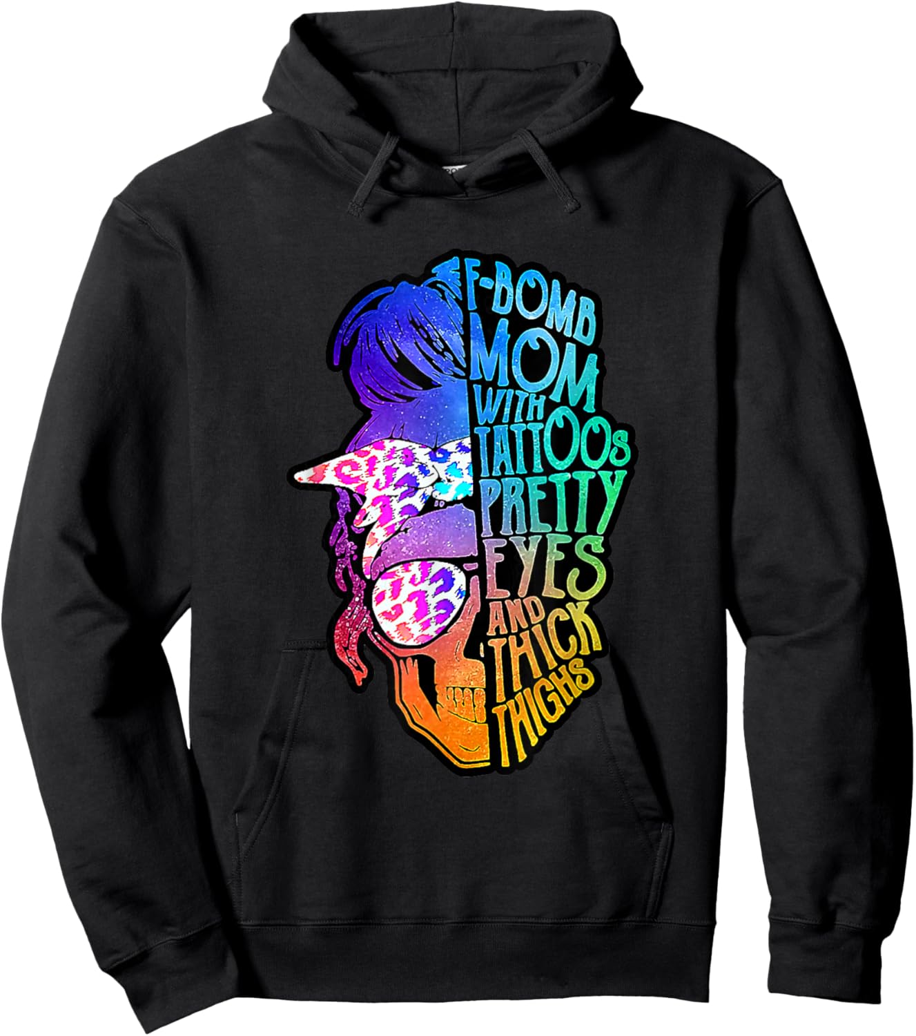 F Bomb Mom With Tattoos, Pretty Eyes, Mother's Day, Mama Hoodie - Hoodie | Black