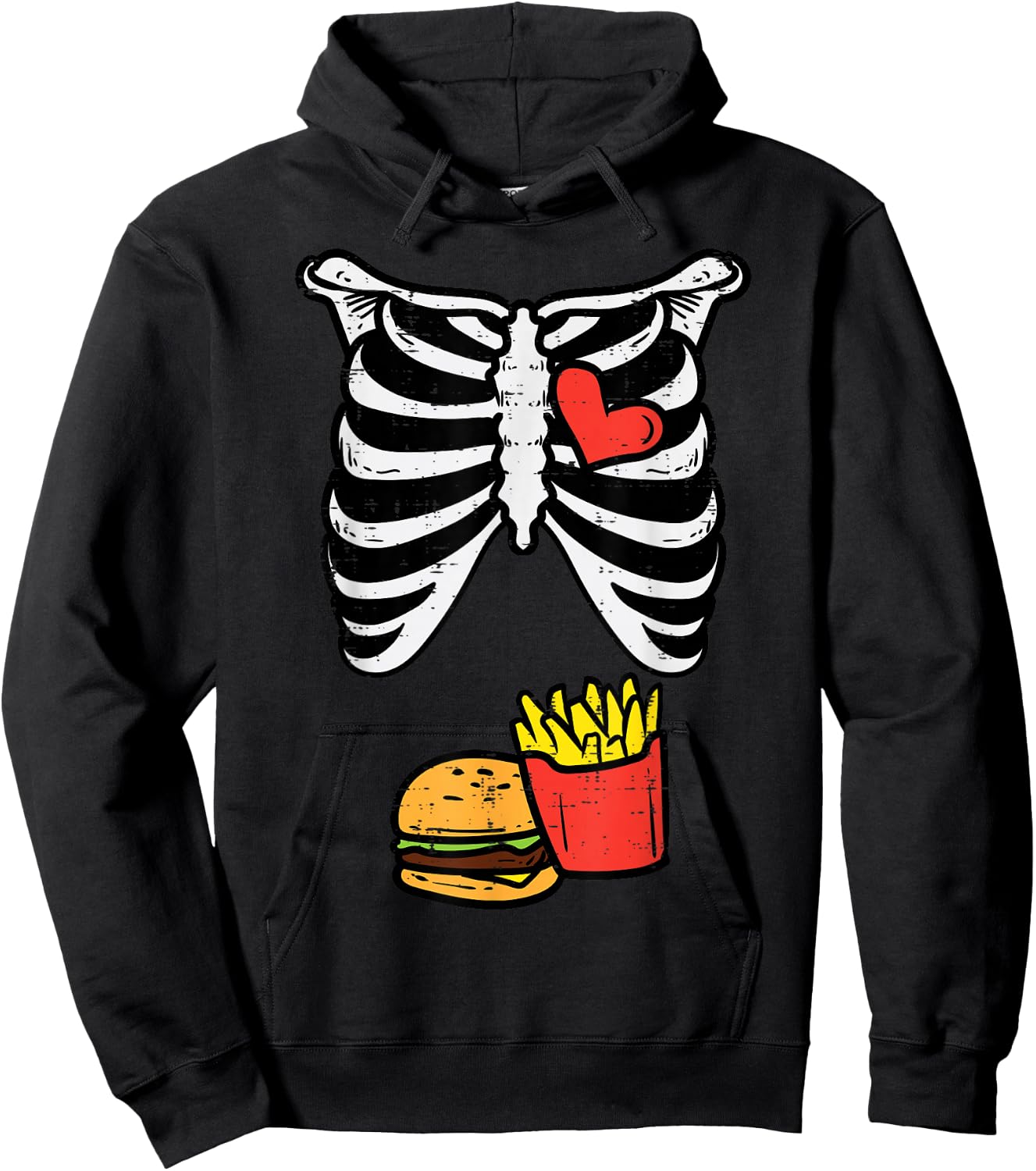 Halloween Skeleton Fries Burger Xray Costume Men Kids Women Hoodie - Hoodie | Black
