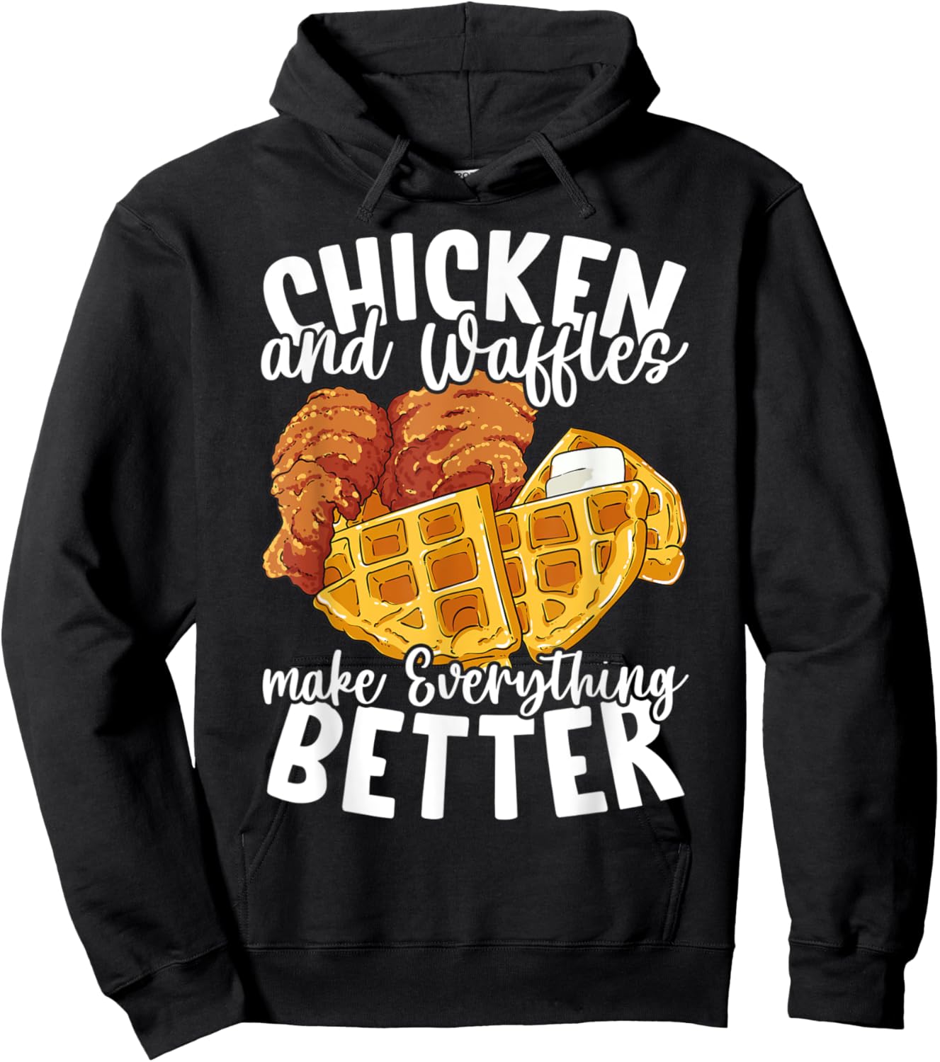 Chicken and Waffles Brunch Food Funny Hoodie - Hoodie | Black