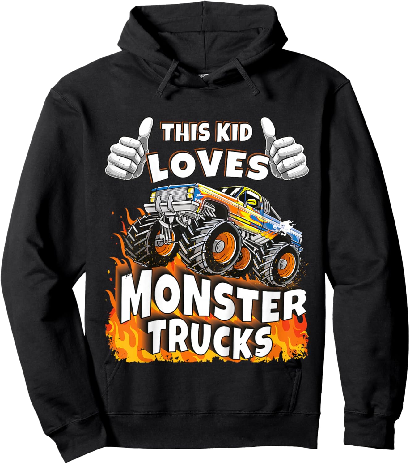 This Kid Loves Monster Trucks Boys & Girls Hoodie - Hoodie | Black