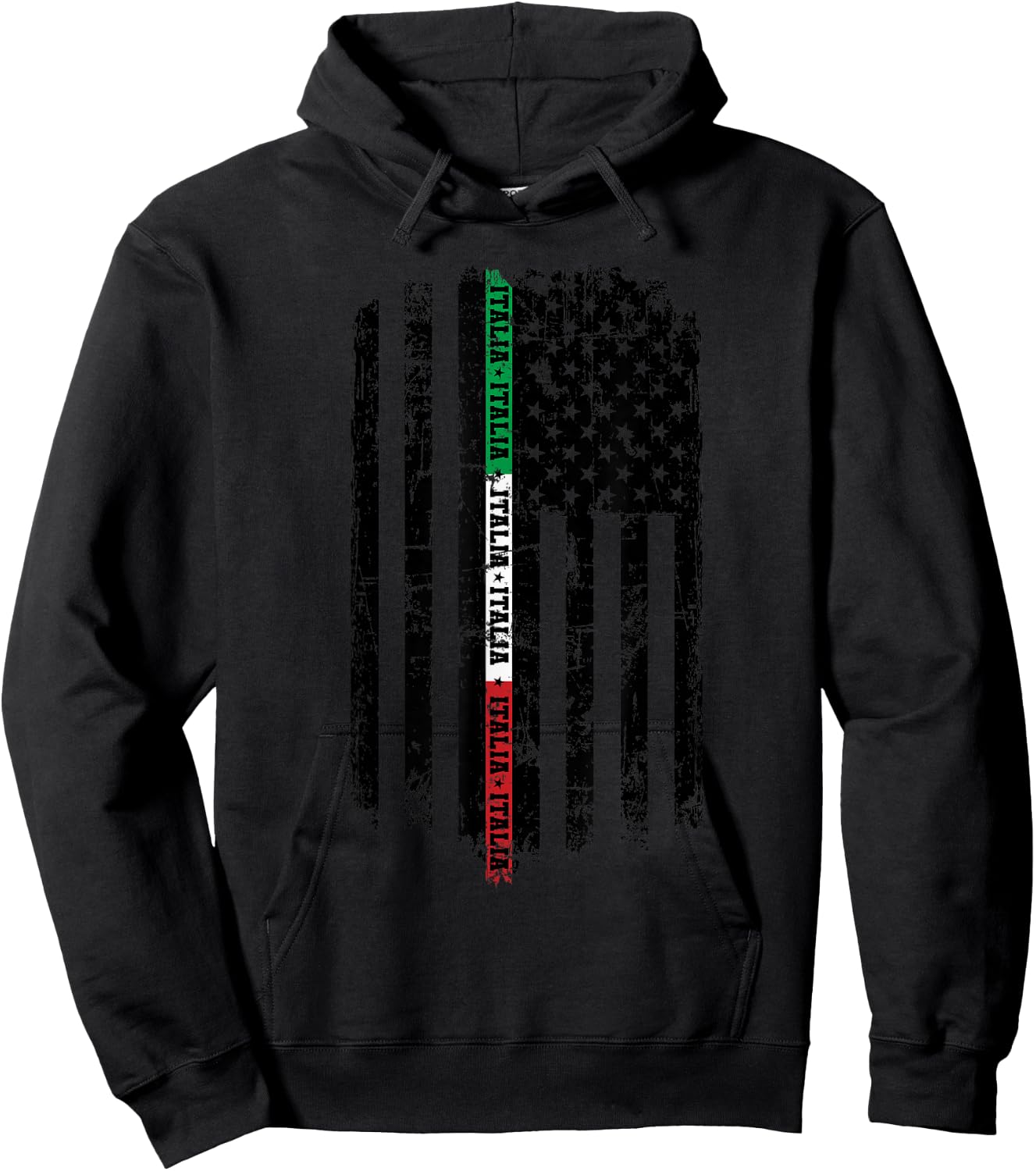 Italy Flag American Flag Italian Pride USA Patriotic Hoodie - Hoodie | Black