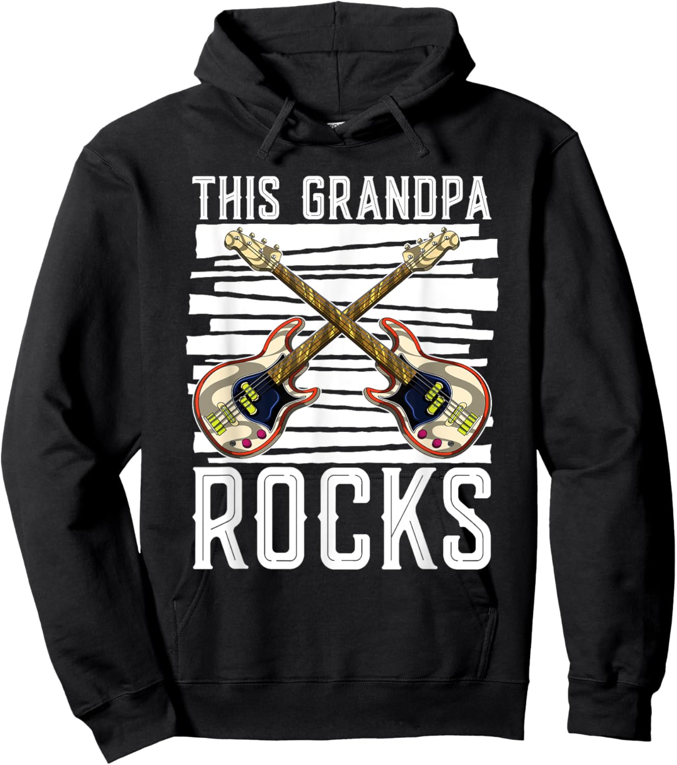 Funny Bassist Musician This Grandpa Rocks Bass Guitar Hoodie - Hoodie | Black