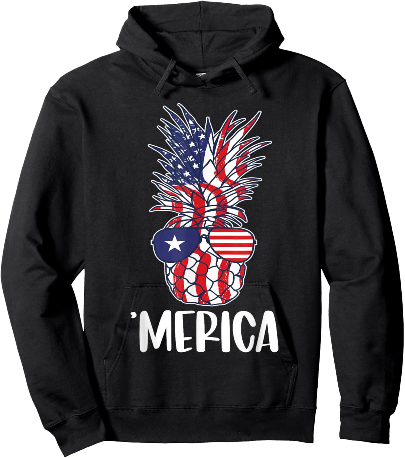 Pineapple Sunglasses 4th Of July Patriotic Pineapple Kids Men Hoodie - Hoodie | Black