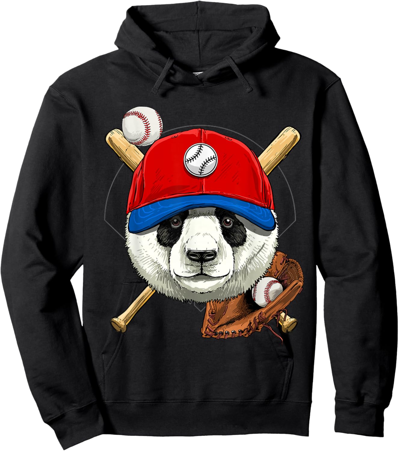 Panda Baseball Panda Lovers Baseball Player Hoodie - Hoodie | Black